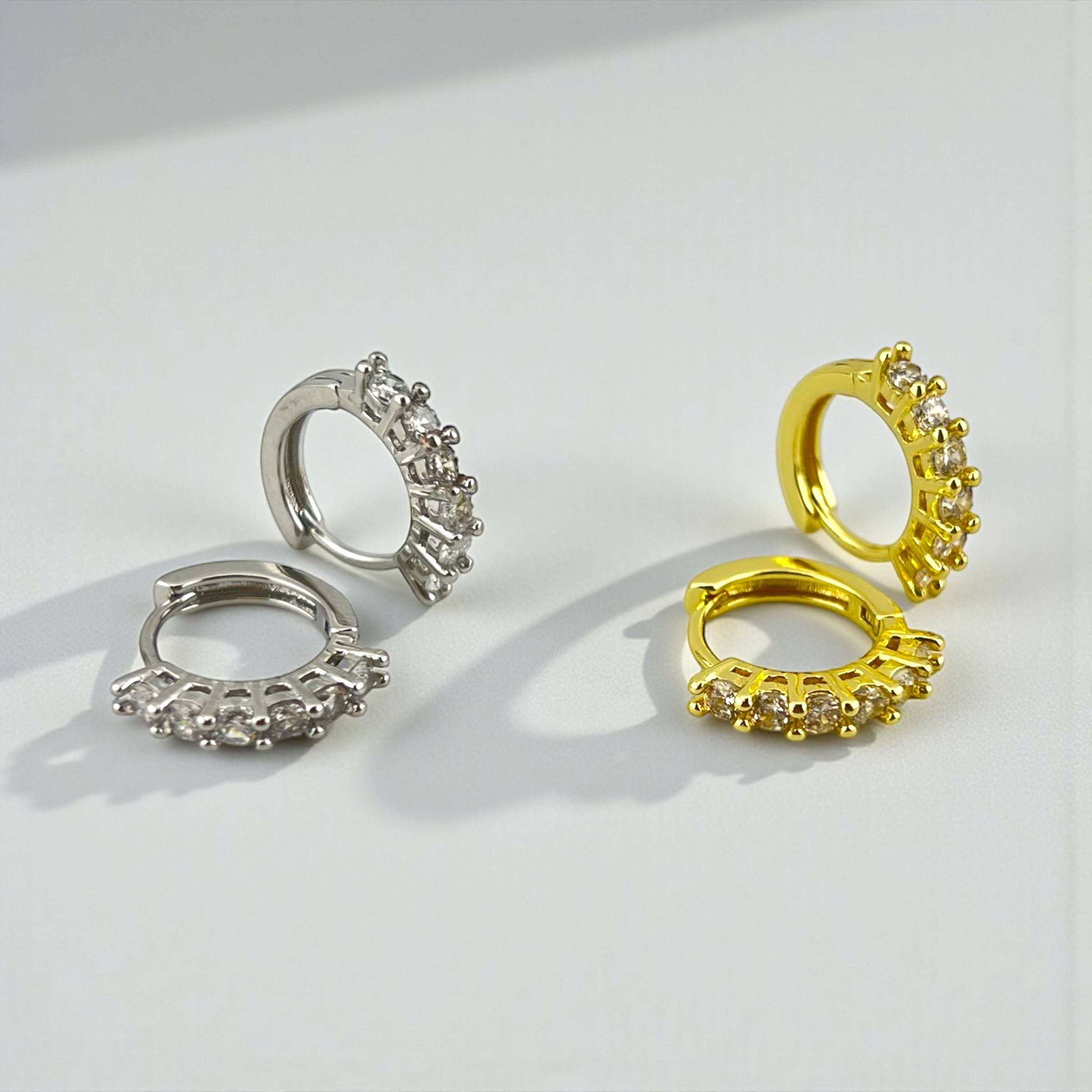 Tennis Crystal Crown Mini Hoops earrings✨