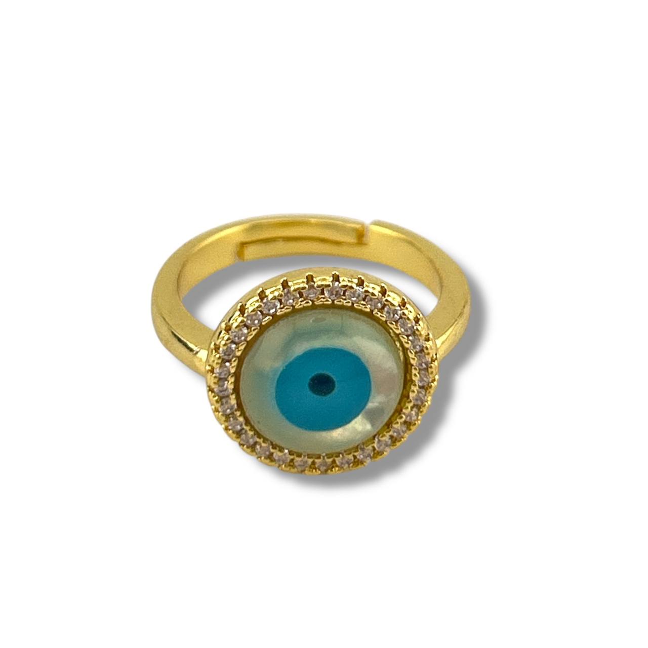 Evil Eye Protection Ring – Gold & Mother of Pearl