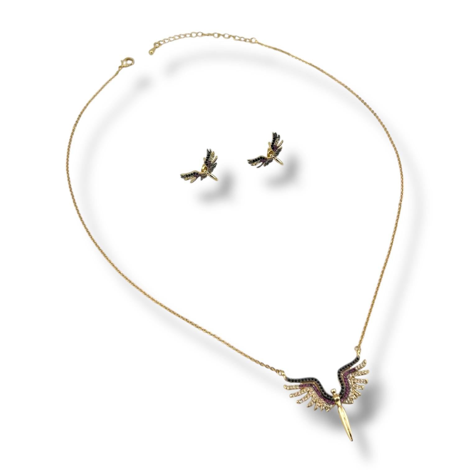 Angel phoenix– Winged Gold Jewelry Set