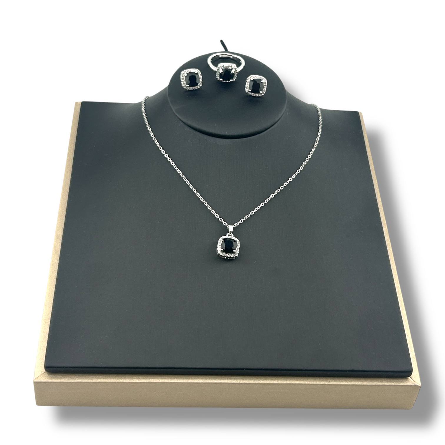 Midnight Elegance Set – Silver & Onyx 💎✨