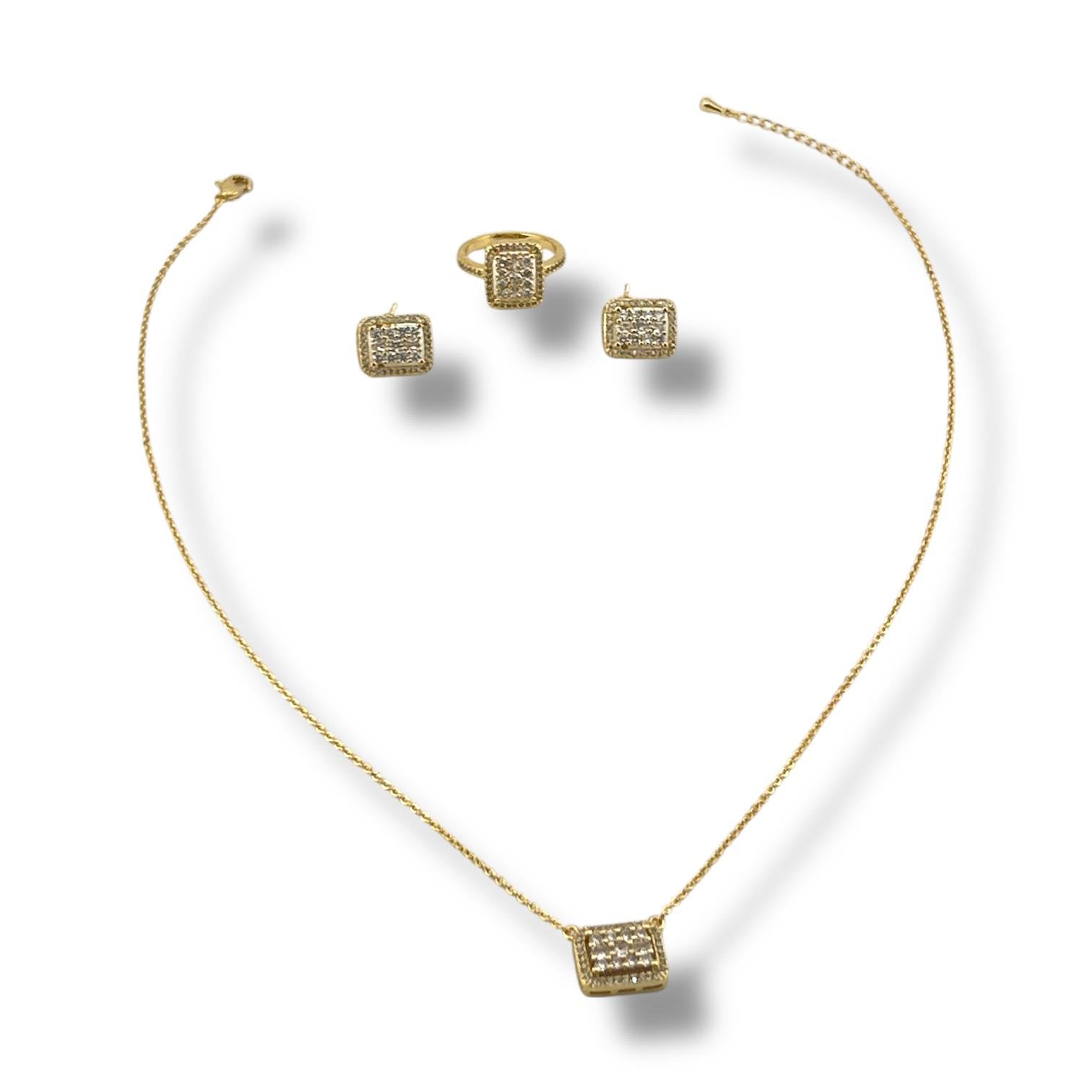 ✨ Aurora Square Sparkle Set – 18K Gold-Plated ✨