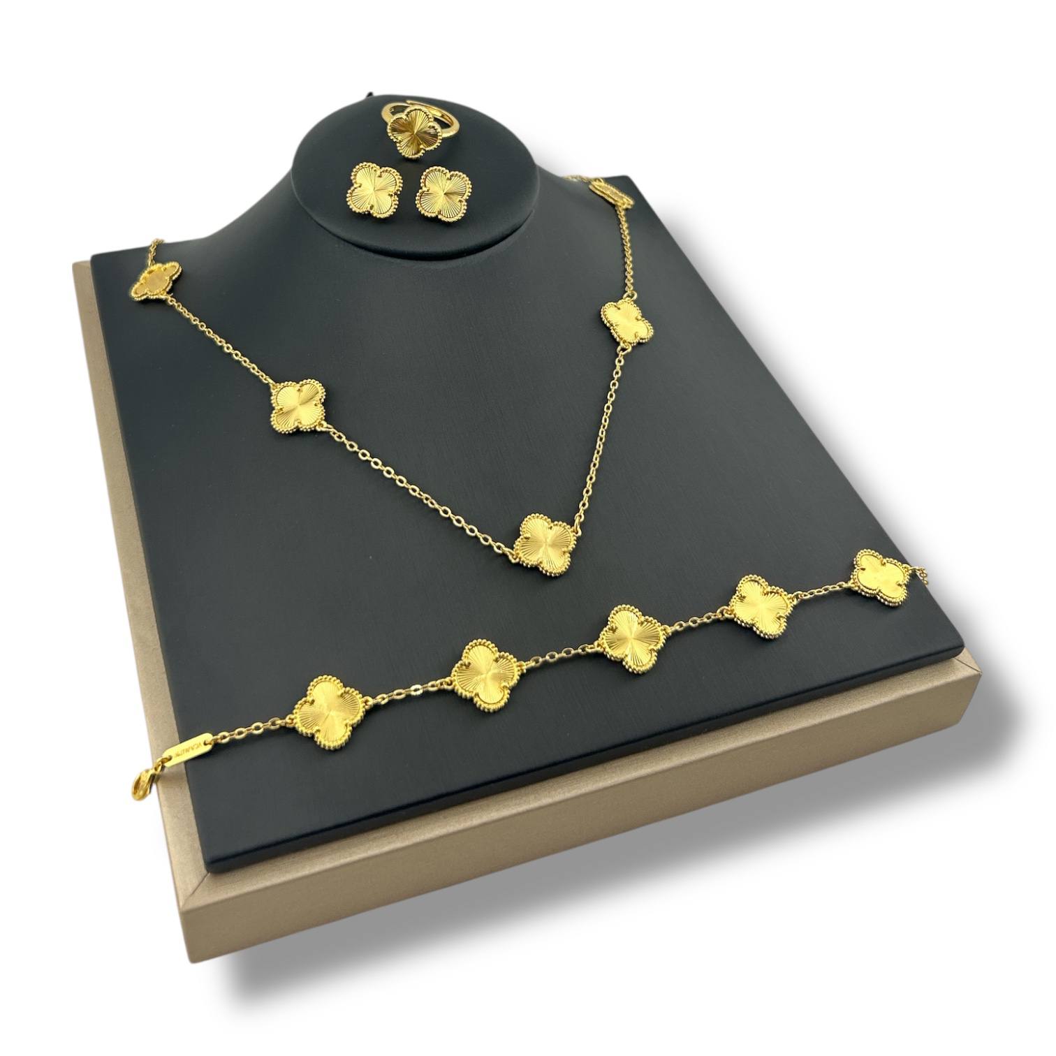 Golden Bloom Set – Necklace, Bracelet, Ring & Earrings