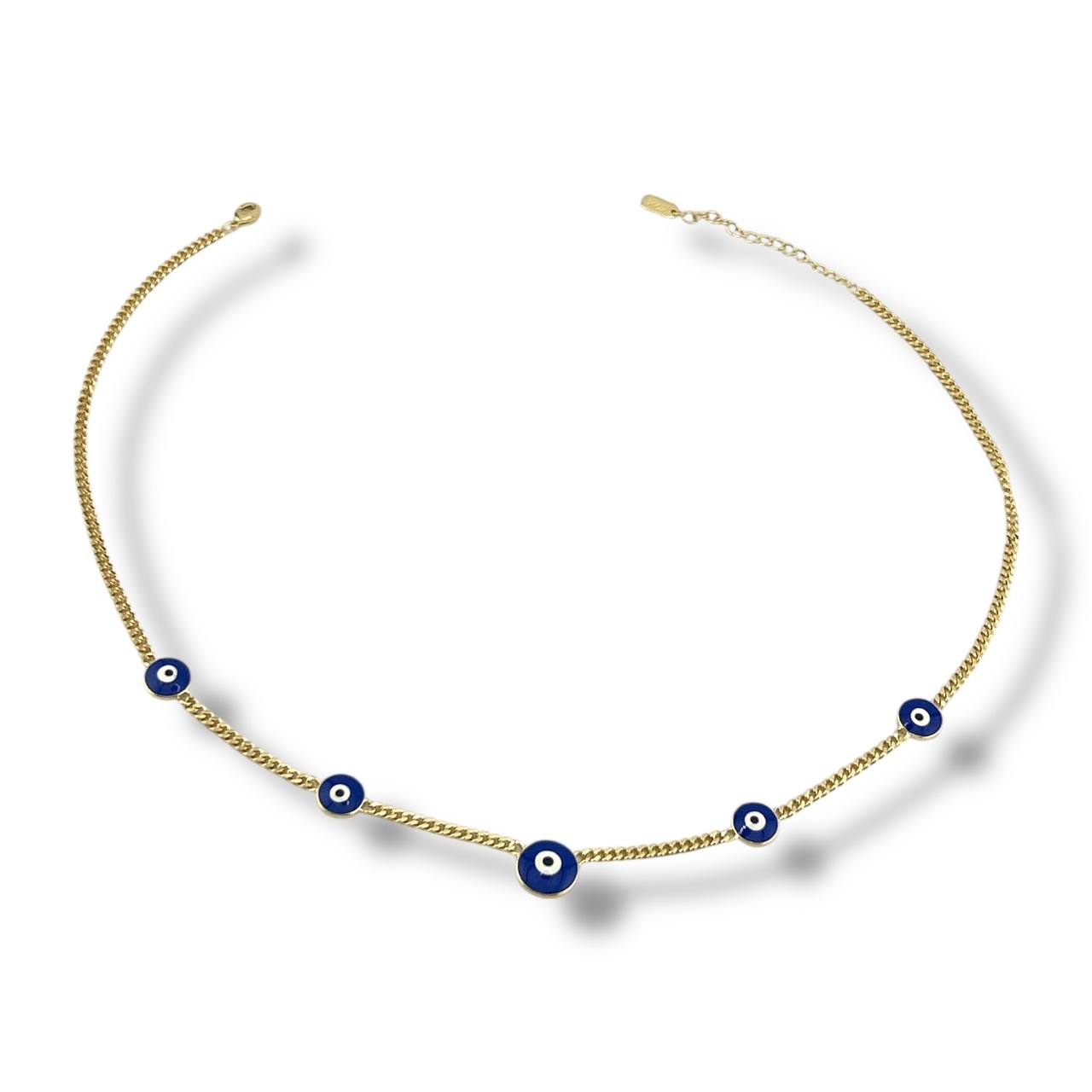 Safeguard Glow" Evil Eye Necklace – 18K Gold-Plated