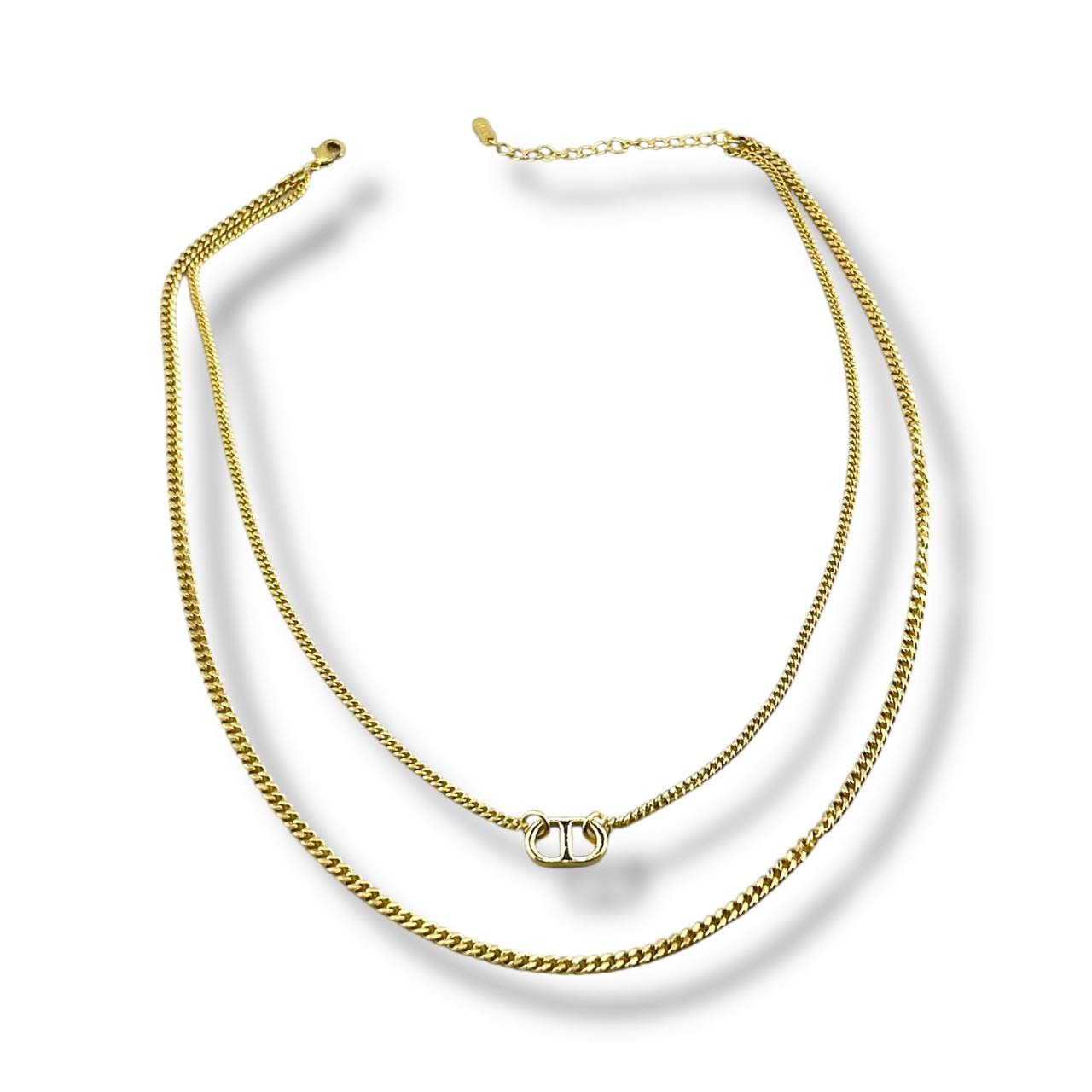 💛 DIOR “Double Luxe” Layered Necklace – 18K Gold-Plated