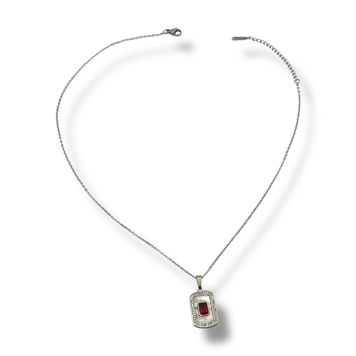 🔴 Ruby Luxe Silver Necklace