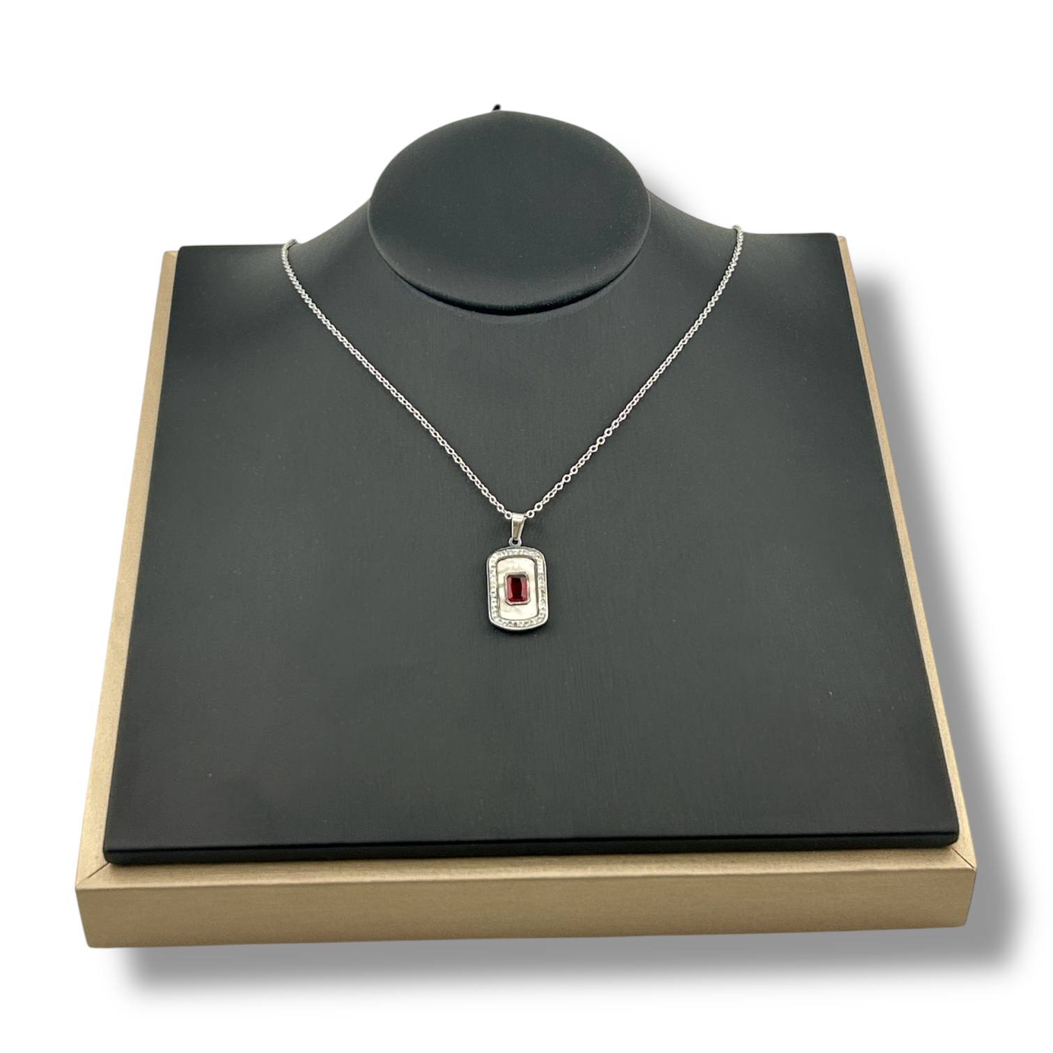 🔴 Ruby Luxe Silver Necklace