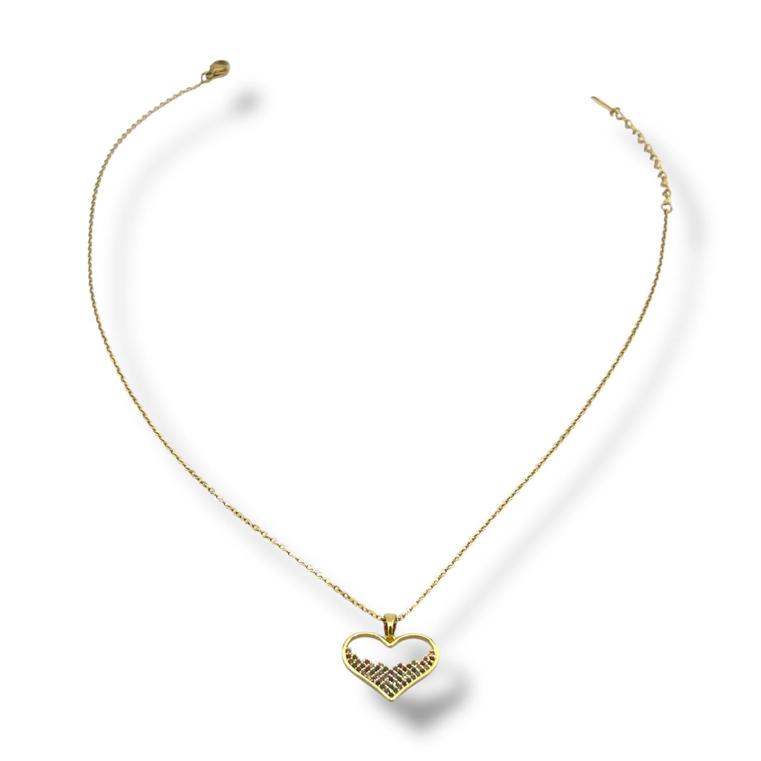 Crystal Wave Heart Necklace – Gold Sparkle Edition