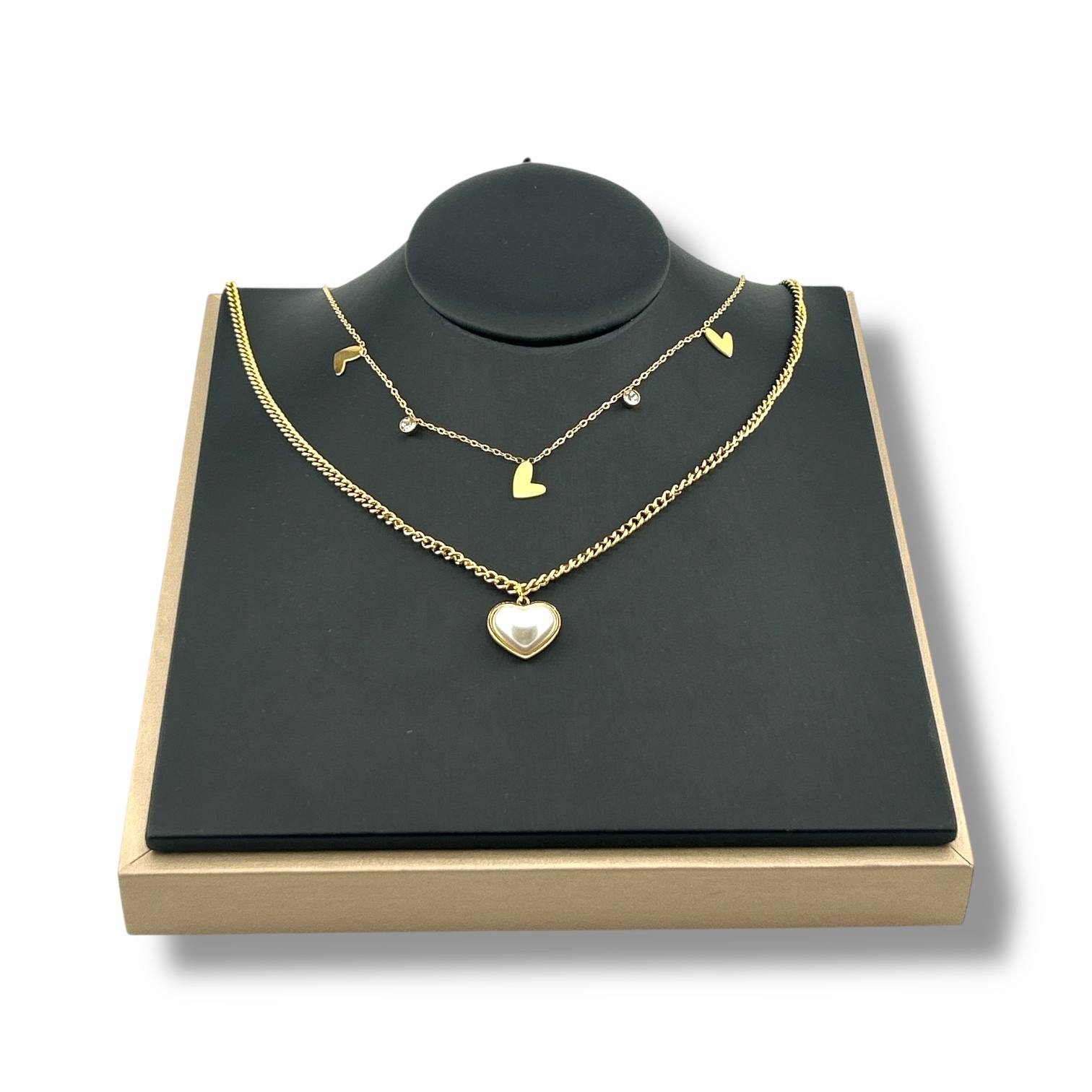Double Love Layered Necklace – Heart & Charm Edition