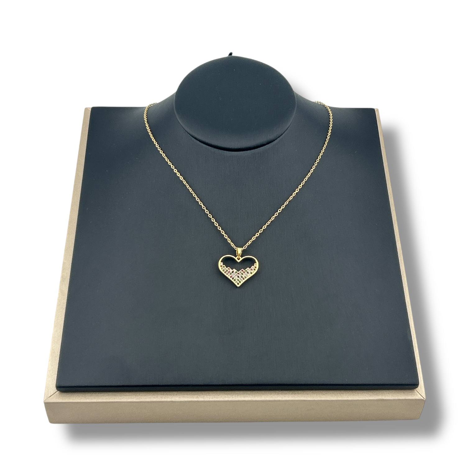 Crystal Wave Heart Necklace – Gold Sparkle Edition