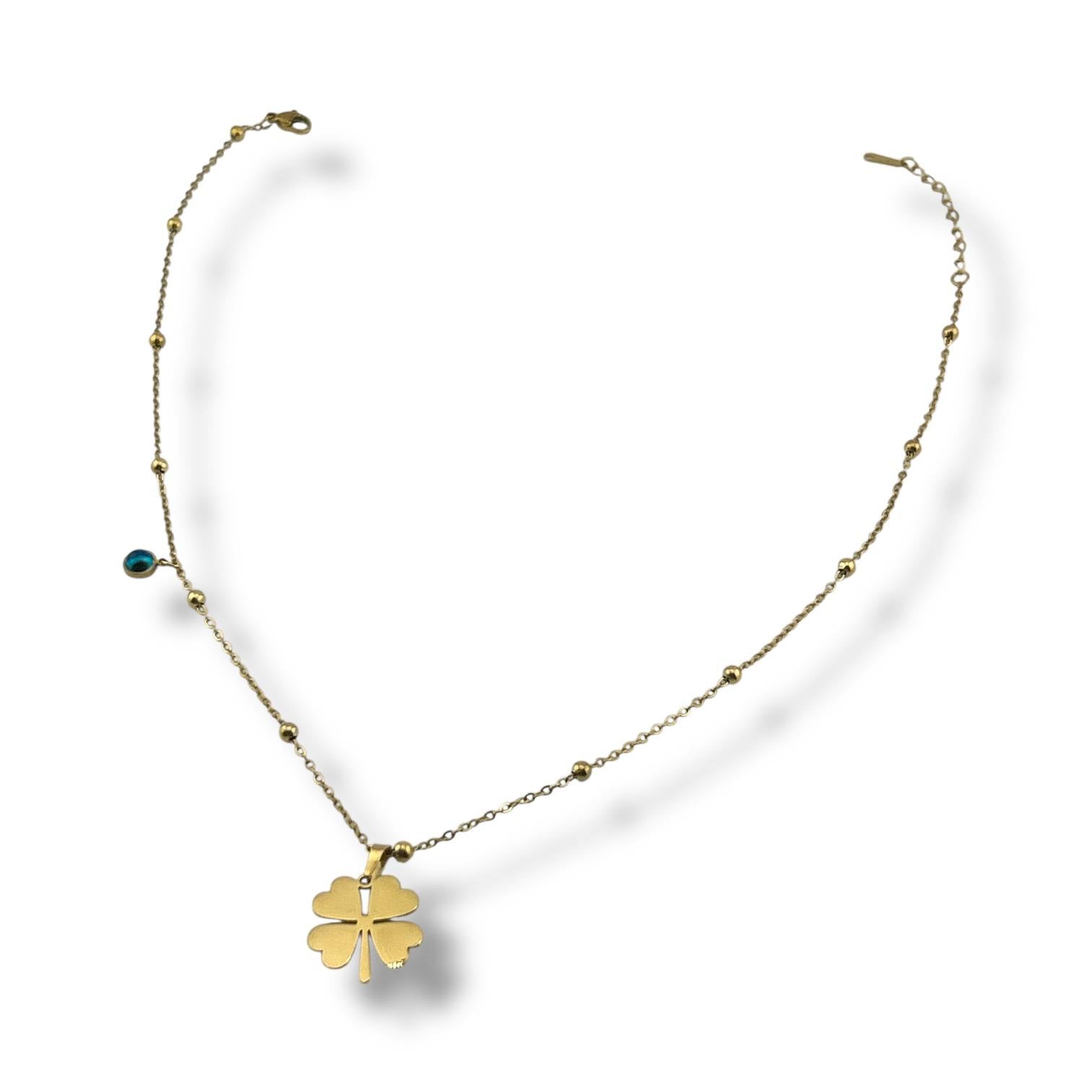 Lucky Clover & Evil Eye Necklace 🍀🧿