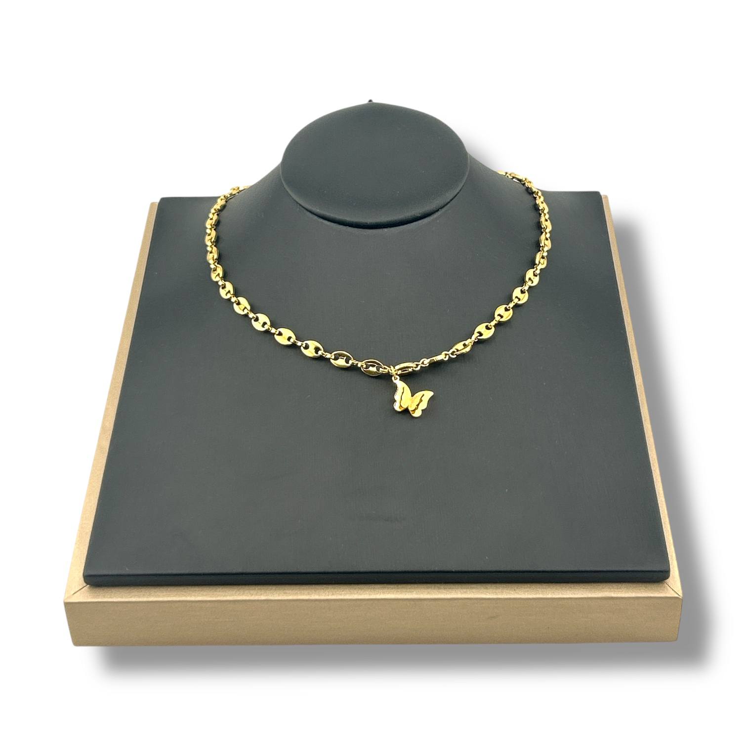 butterfly charm necklace(silver and gold)