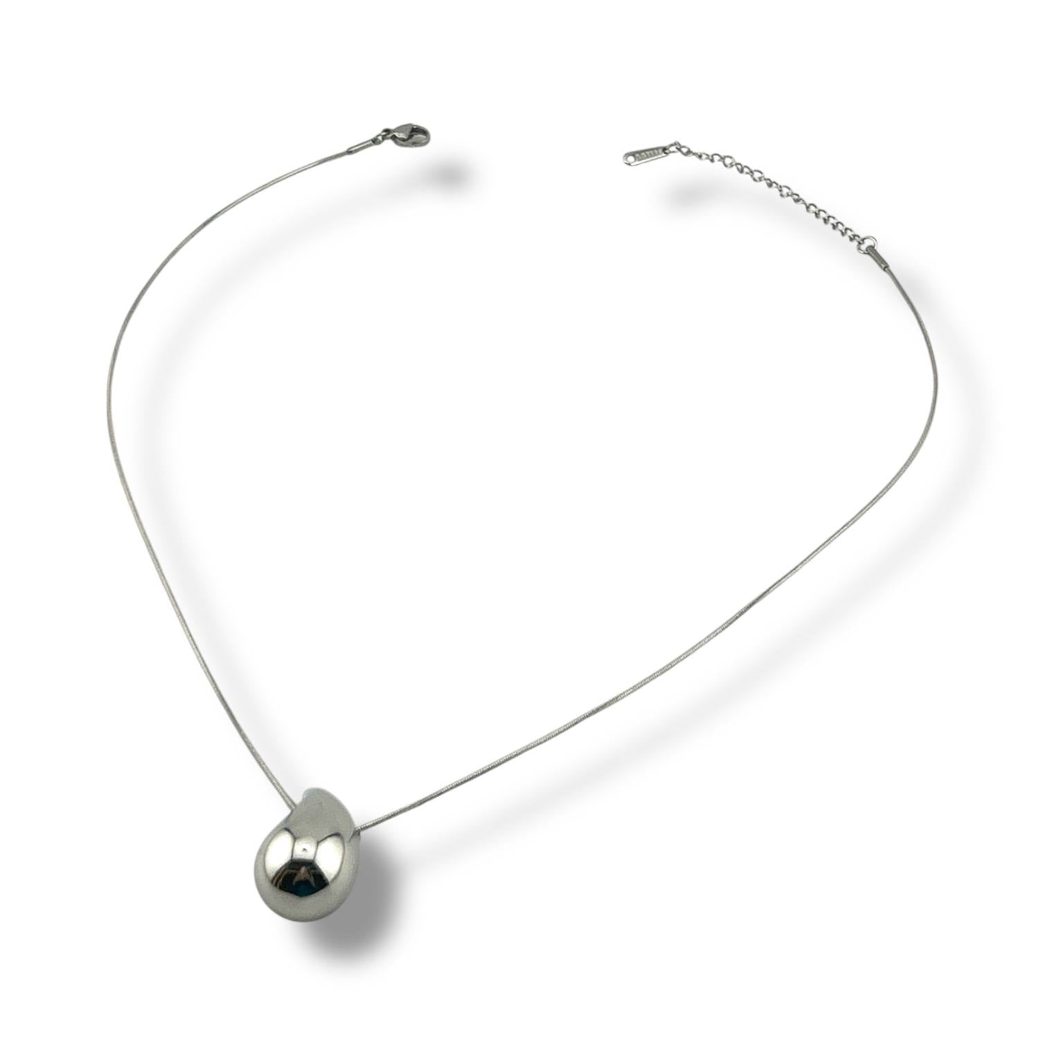 Liquid Drop Pendant Necklace – Silver Plated