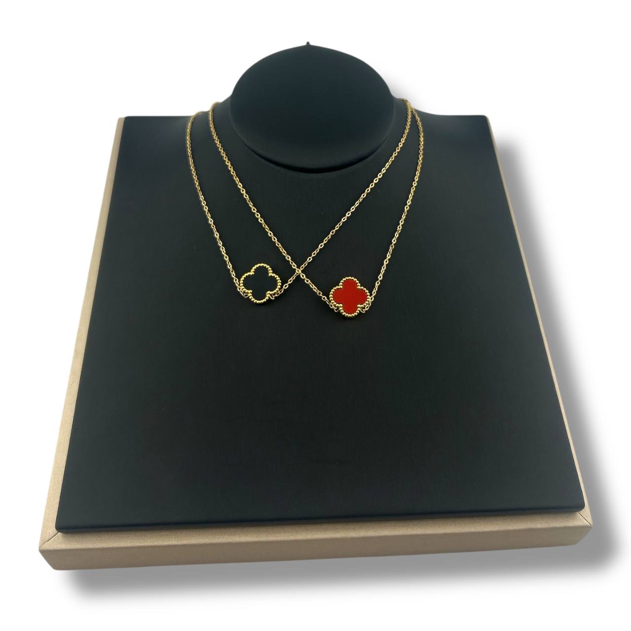 Reversible Green & Red Clover Necklace