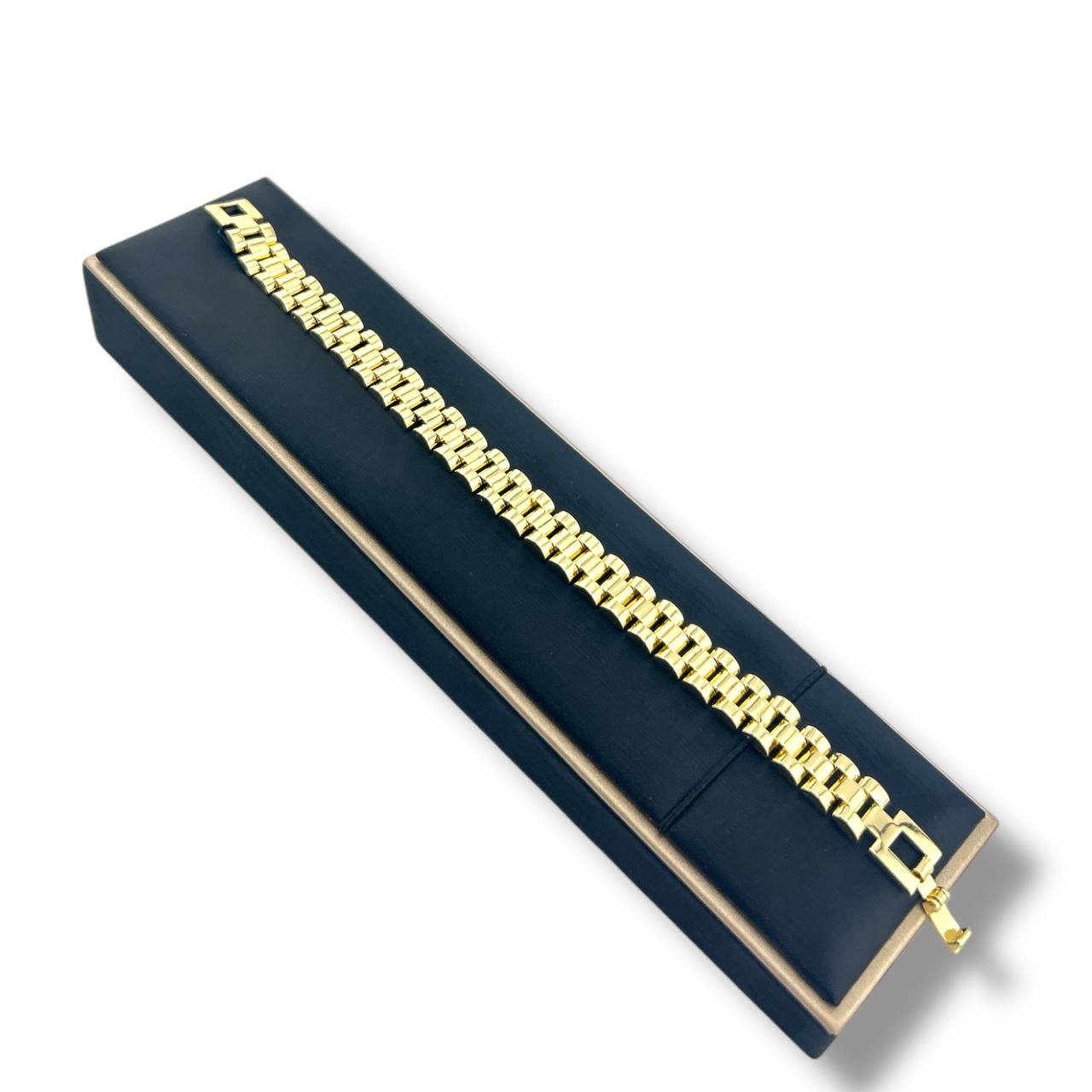 18K Gold-Plated Cylinder Link Bracelet – Bold & Luxurious