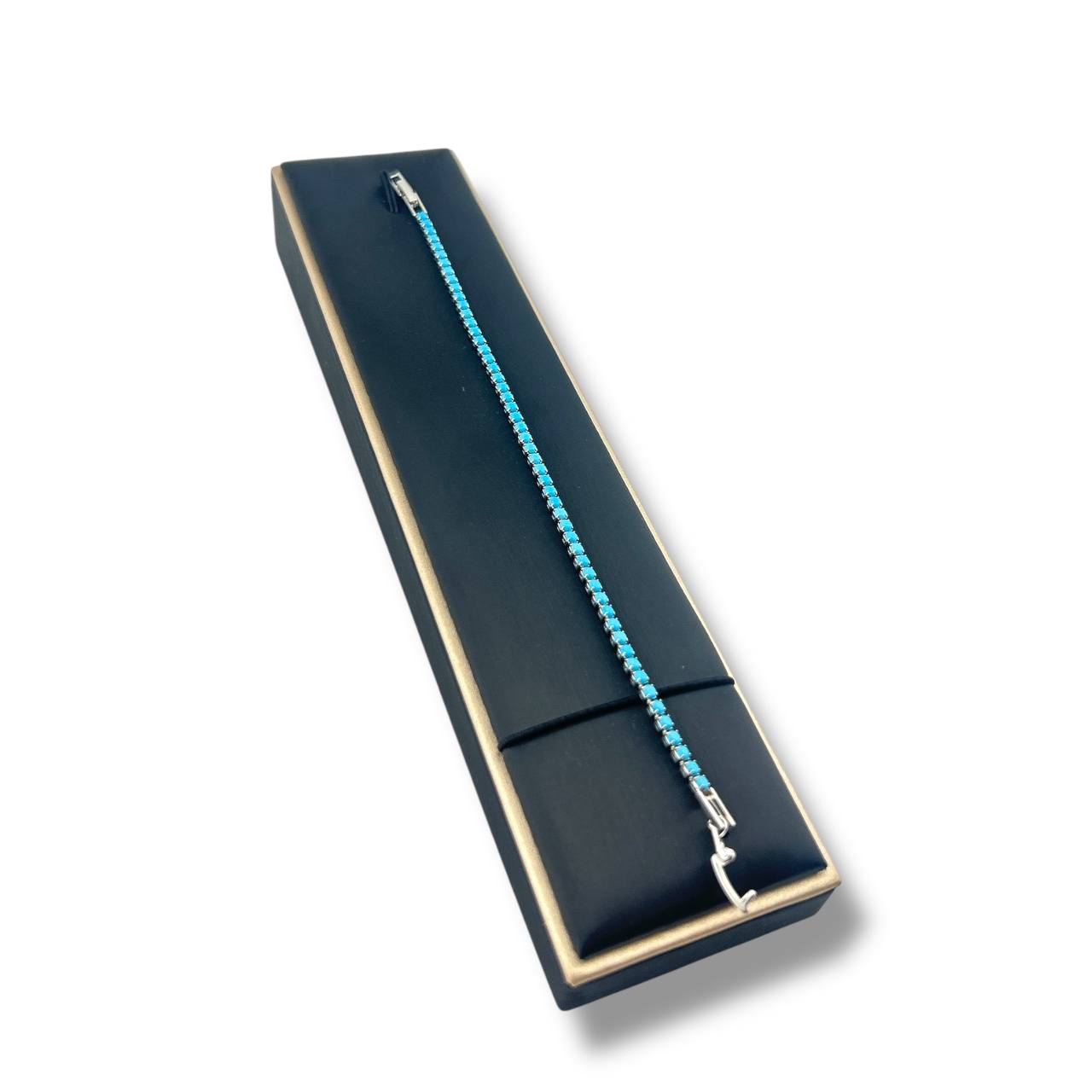 Tennis Bracelet Trio – Silver & Turquoise