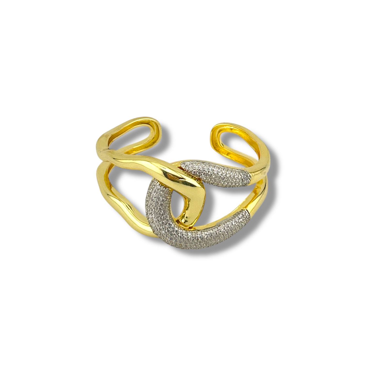 Gold Interlock Pavé Cuff – Bold & Chic