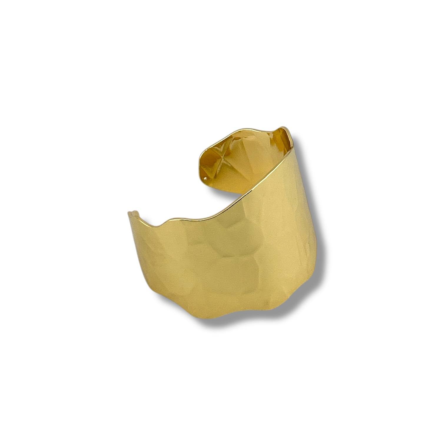 Wave Hammered Gold Cuff – 18K Gold-Plated