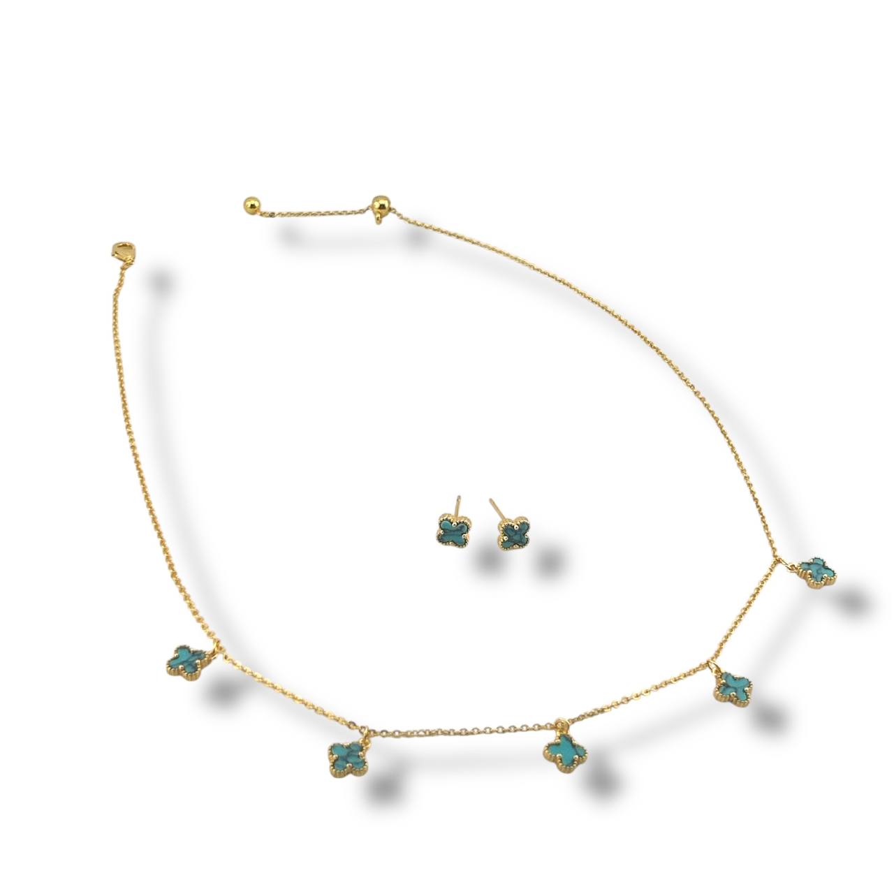 VANCLEEF Necklace & Earrings Set – 18K Gold-Plated Elegance