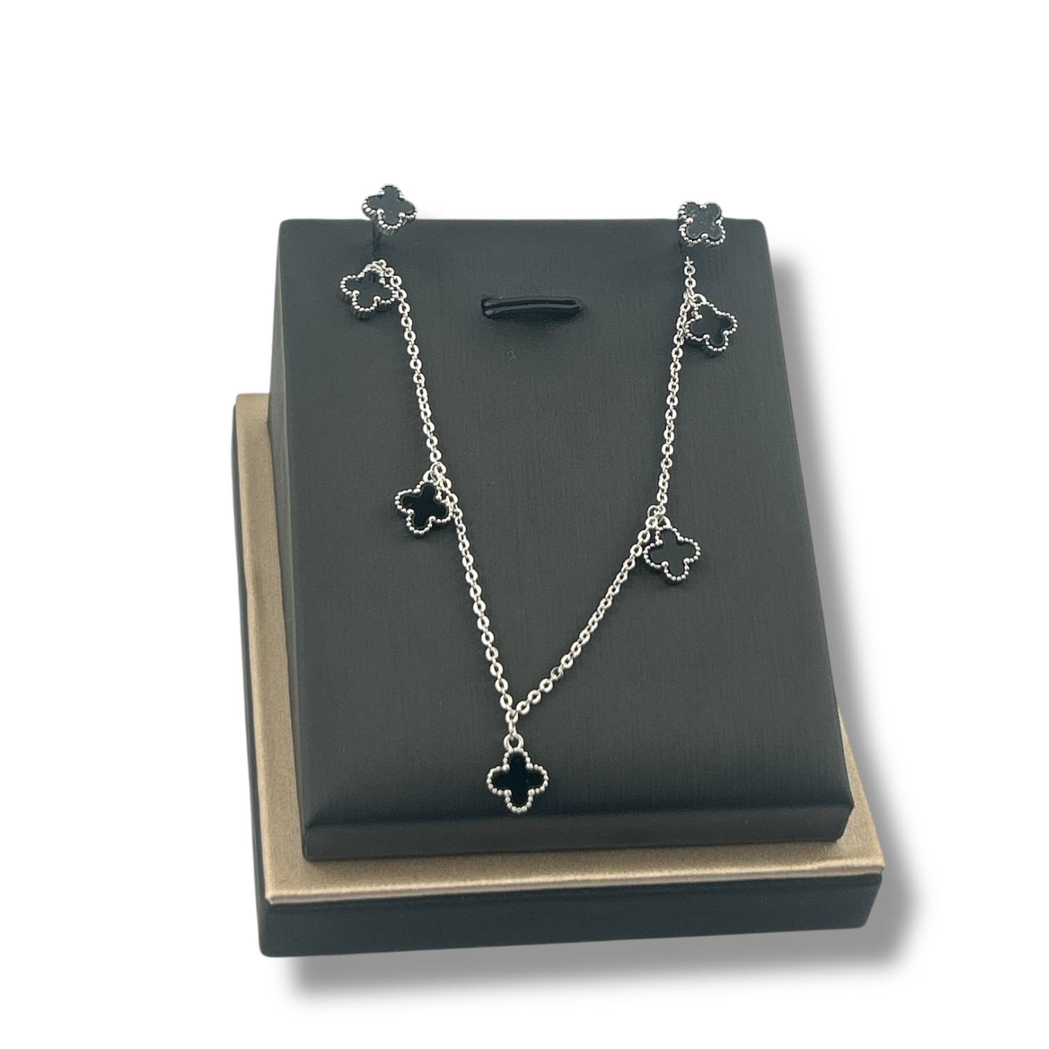 Black VANCLEEF Necklace & Earrings Set