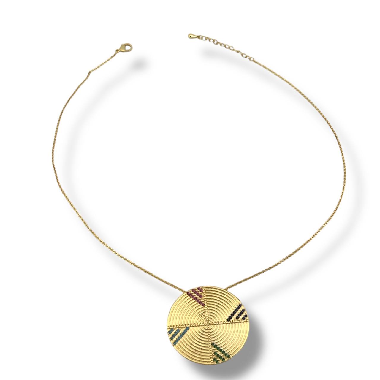 🌟 Golden Mosaic Medallion Necklace