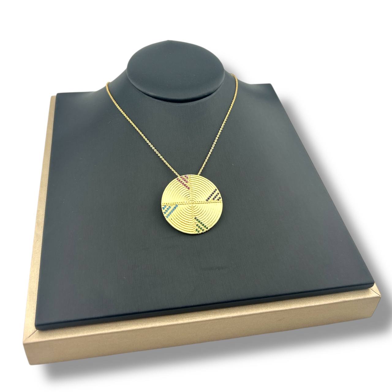 🌟 Golden Mosaic Medallion Necklace