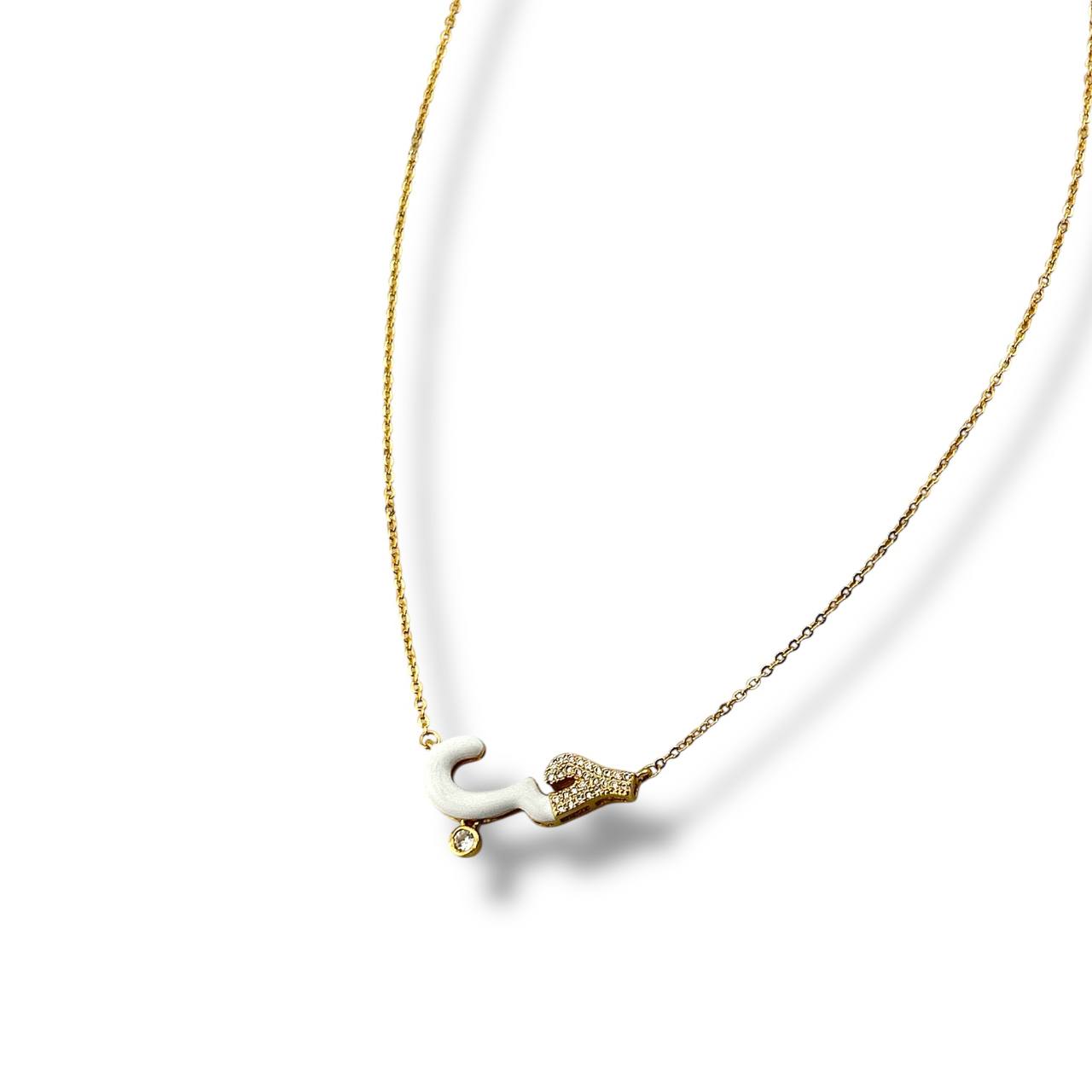 “Love” Enamel & Crystal Necklace 🤍✨