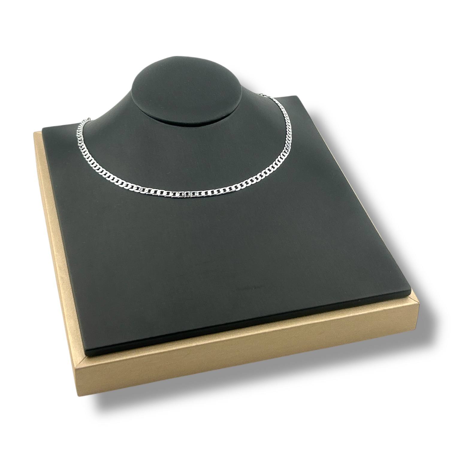 Sleek Silver Cuban Link Chain Necklace