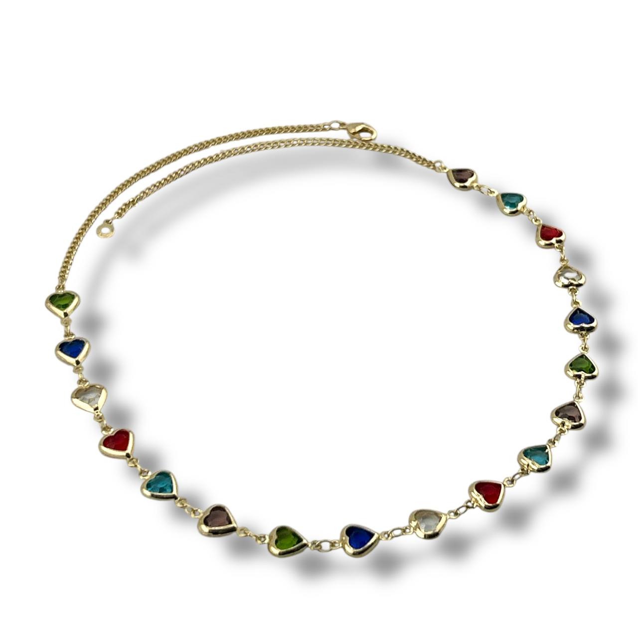 Colorful Heart Charm Necklace – 18K Gold Plated