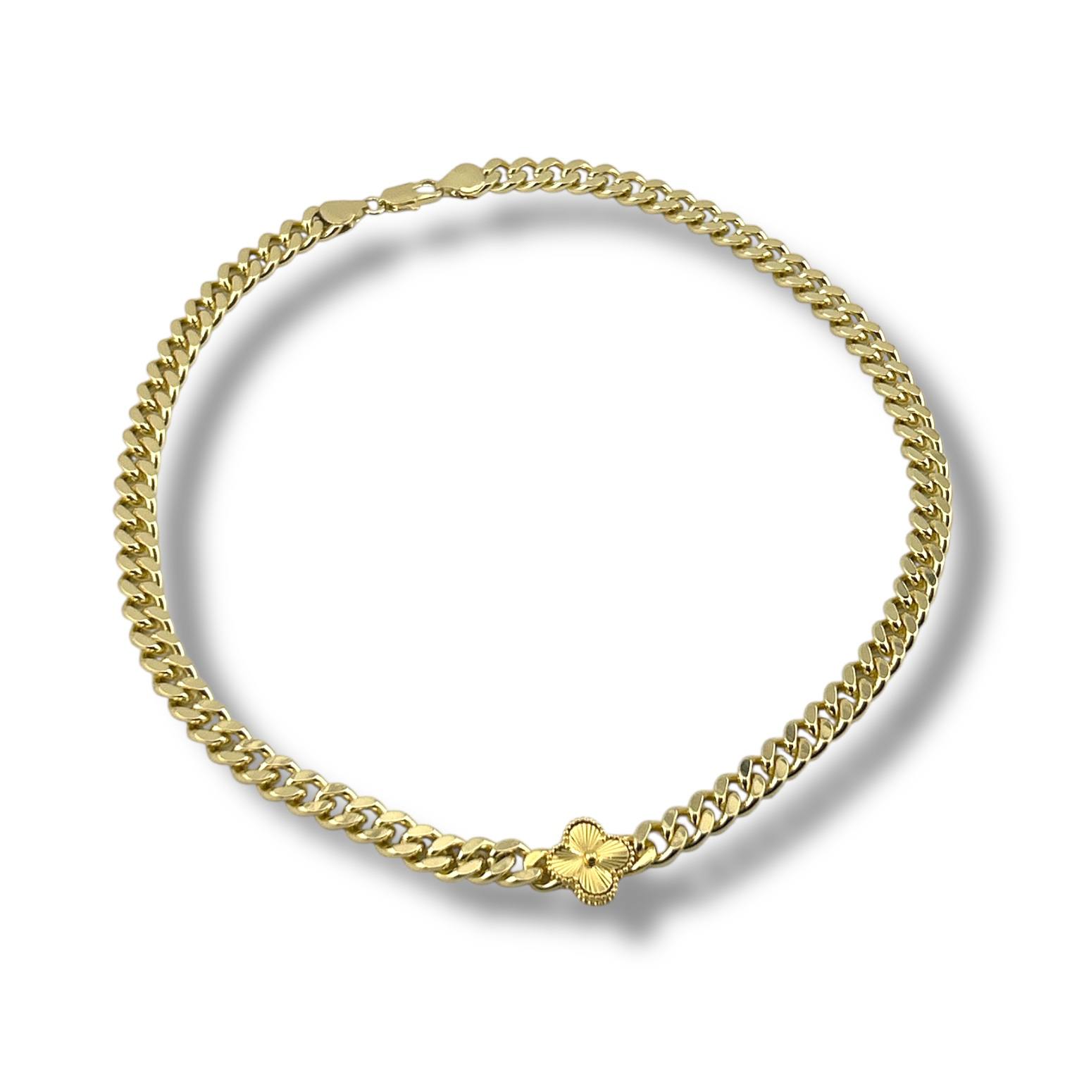 One flower Vancleef chain Necklace – 18K Gold-Plated ✨