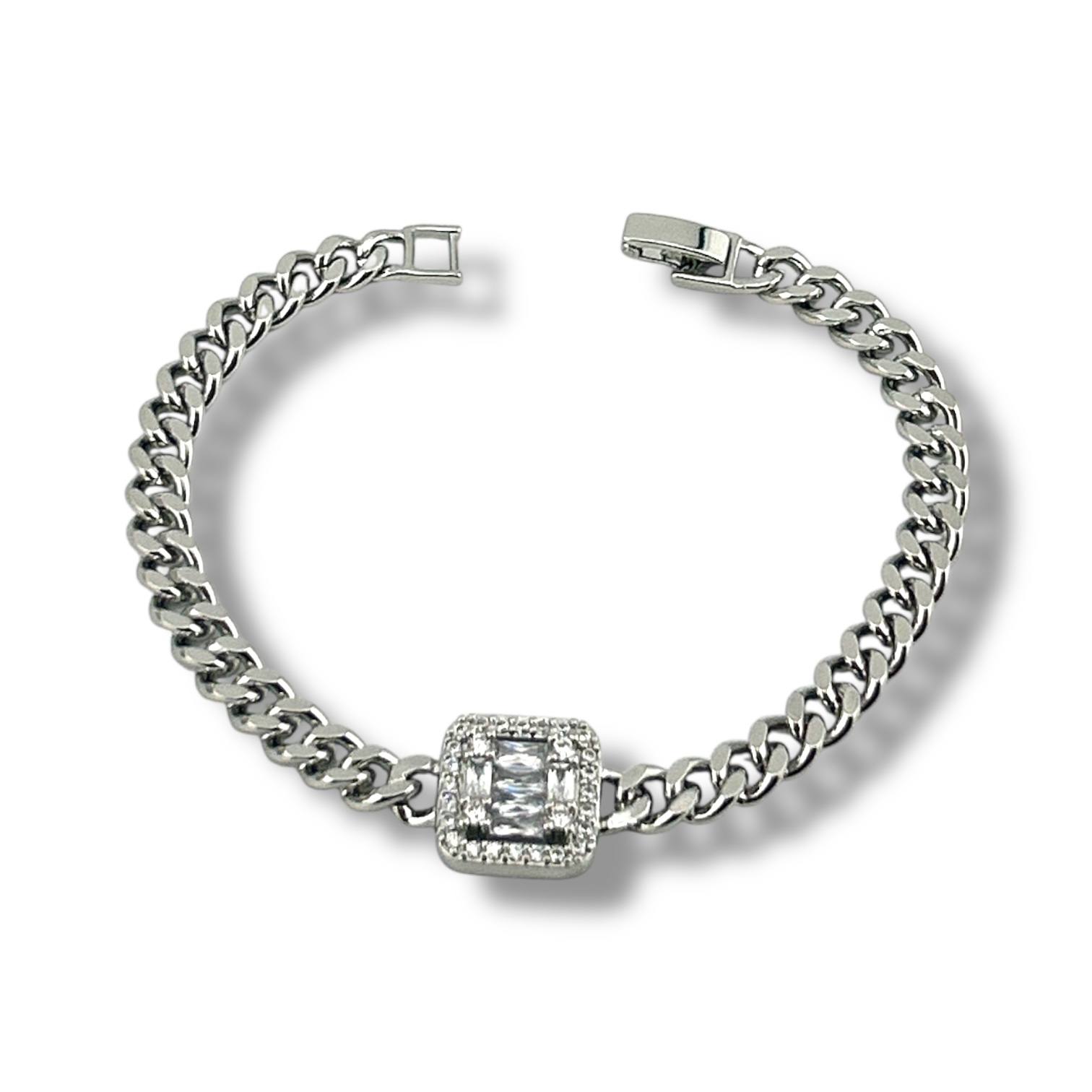 silver color chain bracelet with stone bracelet✨