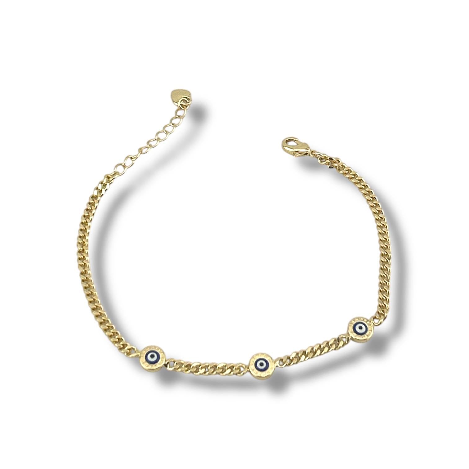 Gold eye Medallion Cuban Bracelet