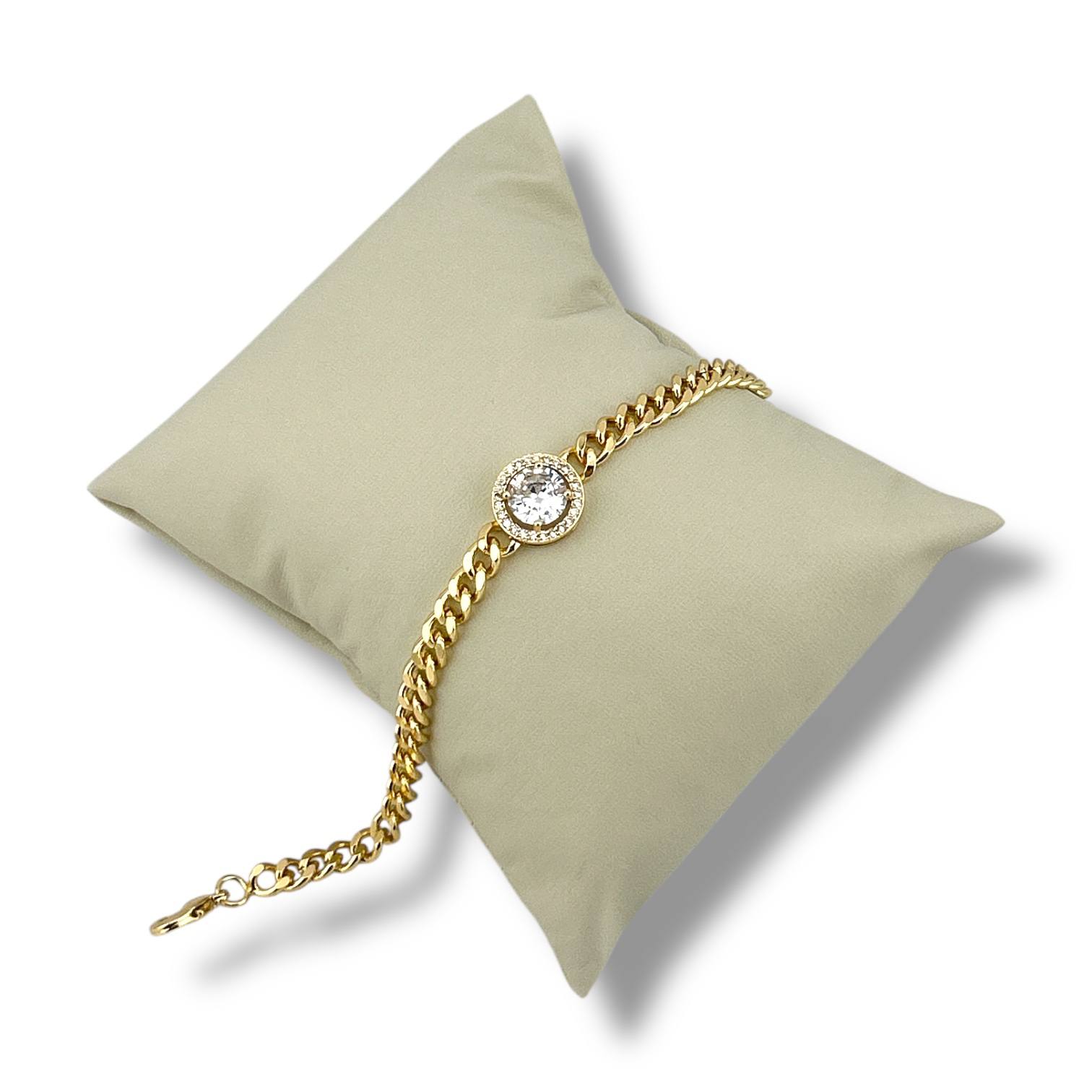 Golden Solitaire Chain Bracelet