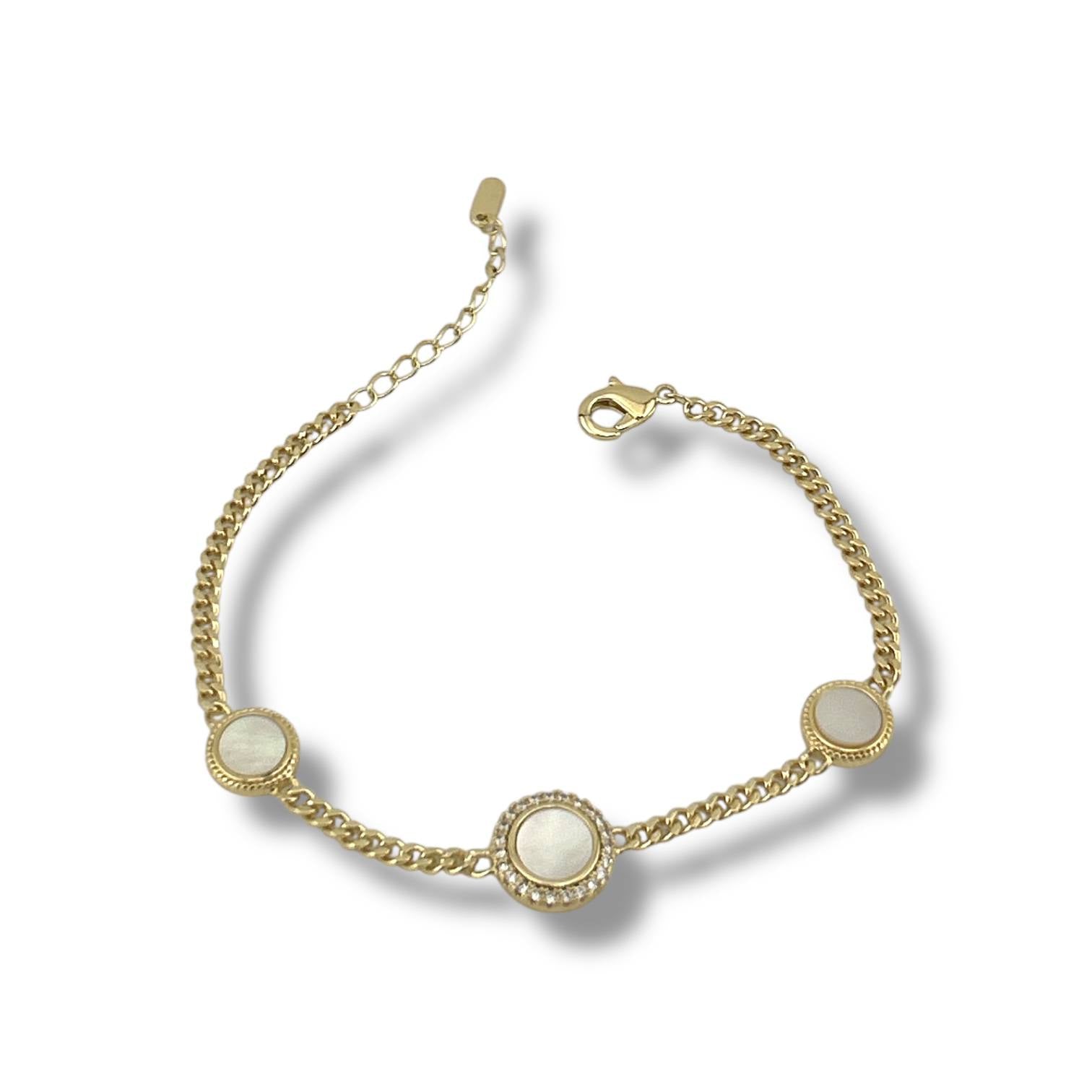 Elegant Mother of Pearl Gold Bracelet