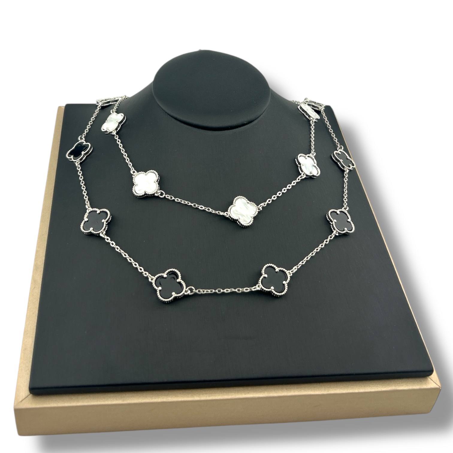 VIP Vancleef Silver Necklace – White & Black
