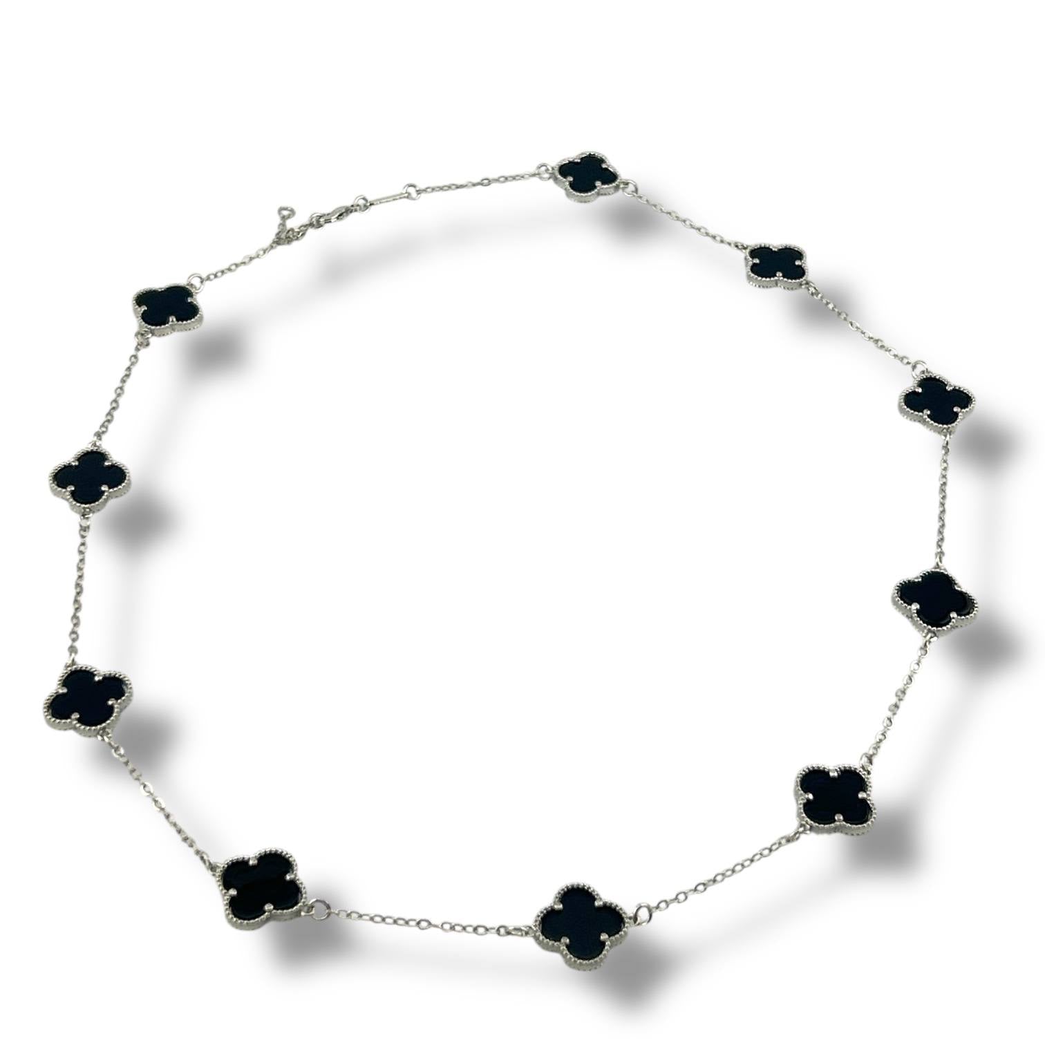 VIP Vancleef Silver Necklace – White & Black