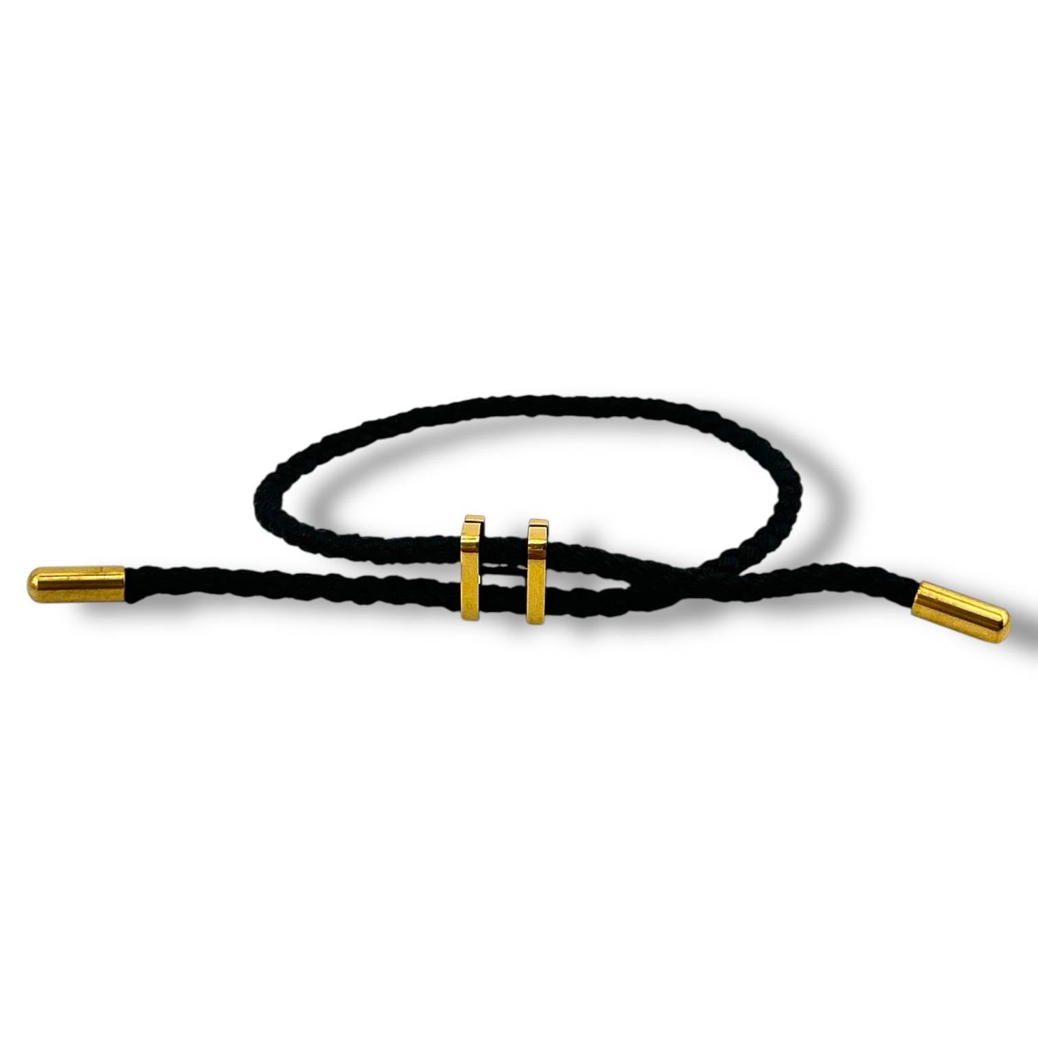 Minimalist Black Braided Bracelet – Gold Accent 🖤✨