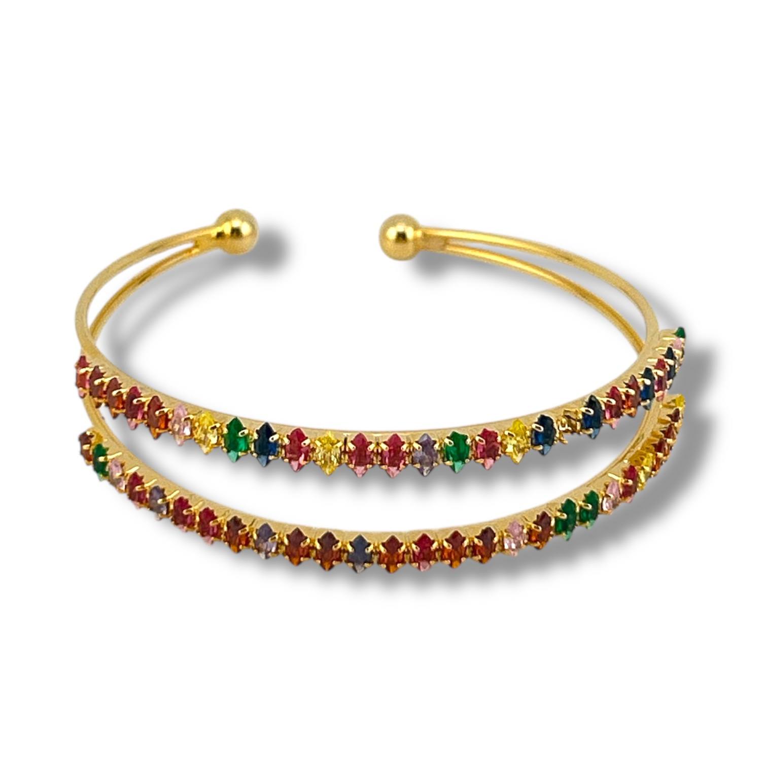 Double-Band Rainbow Gem Bracelet 🌈✨