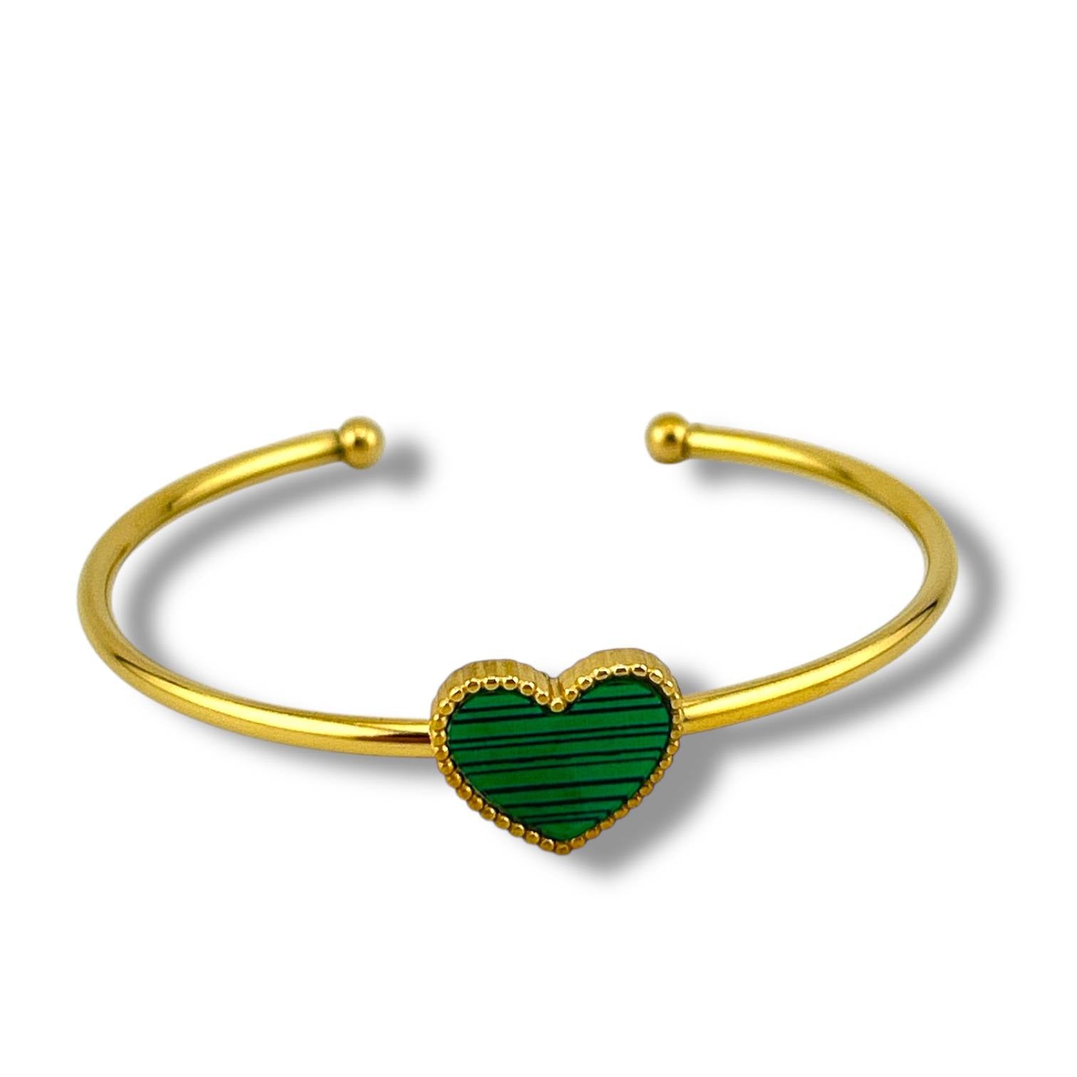 Green Malachite Heart Cuff Bracelet 💚