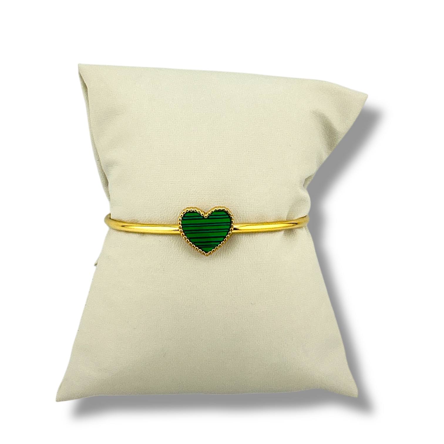 Green Malachite Heart Cuff Bracelet 💚