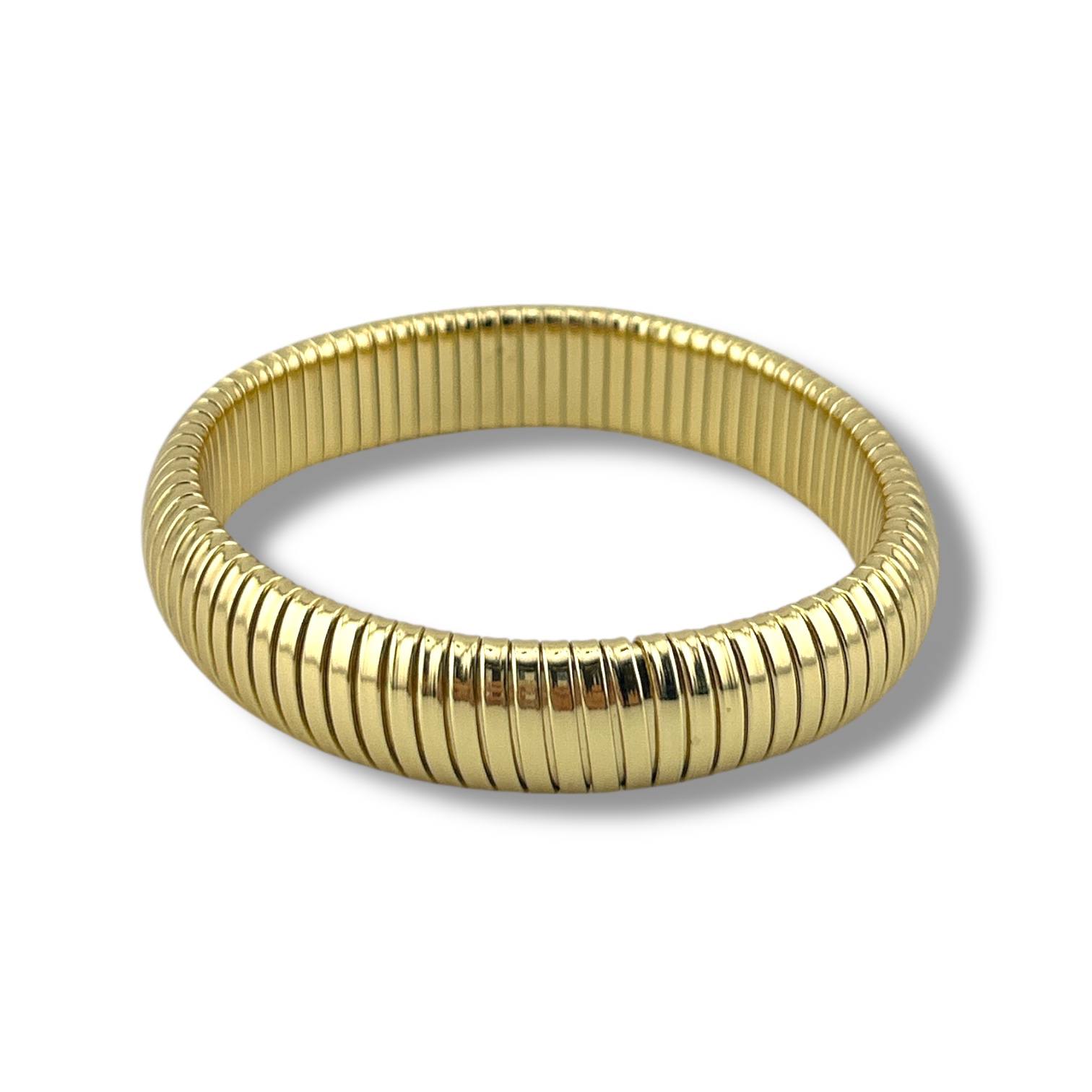 Bold Ribbed Gold Bangle – 18K Plated Statement Bracelet