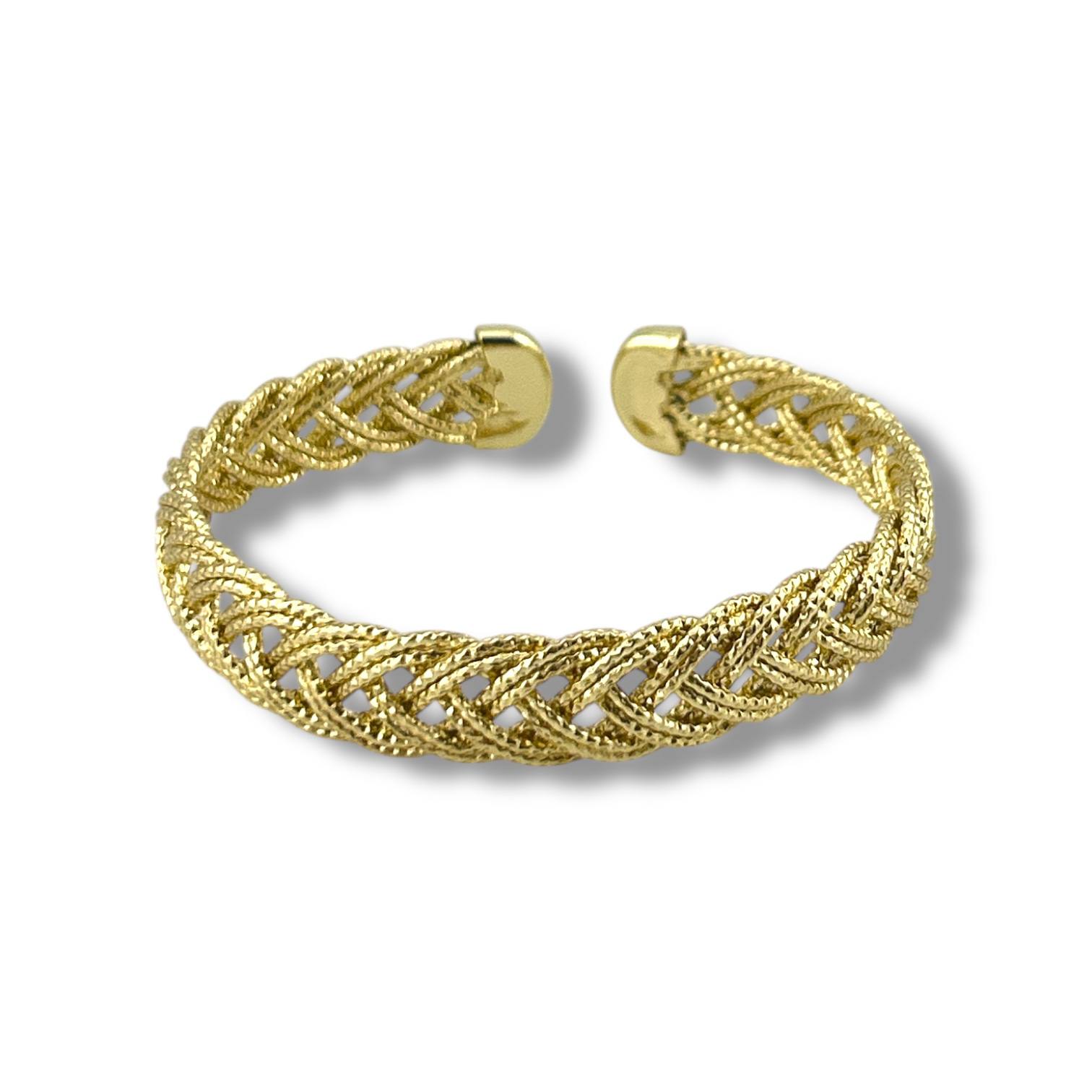 Braided Gold Cuff Bracelet – Textured Woven Design
