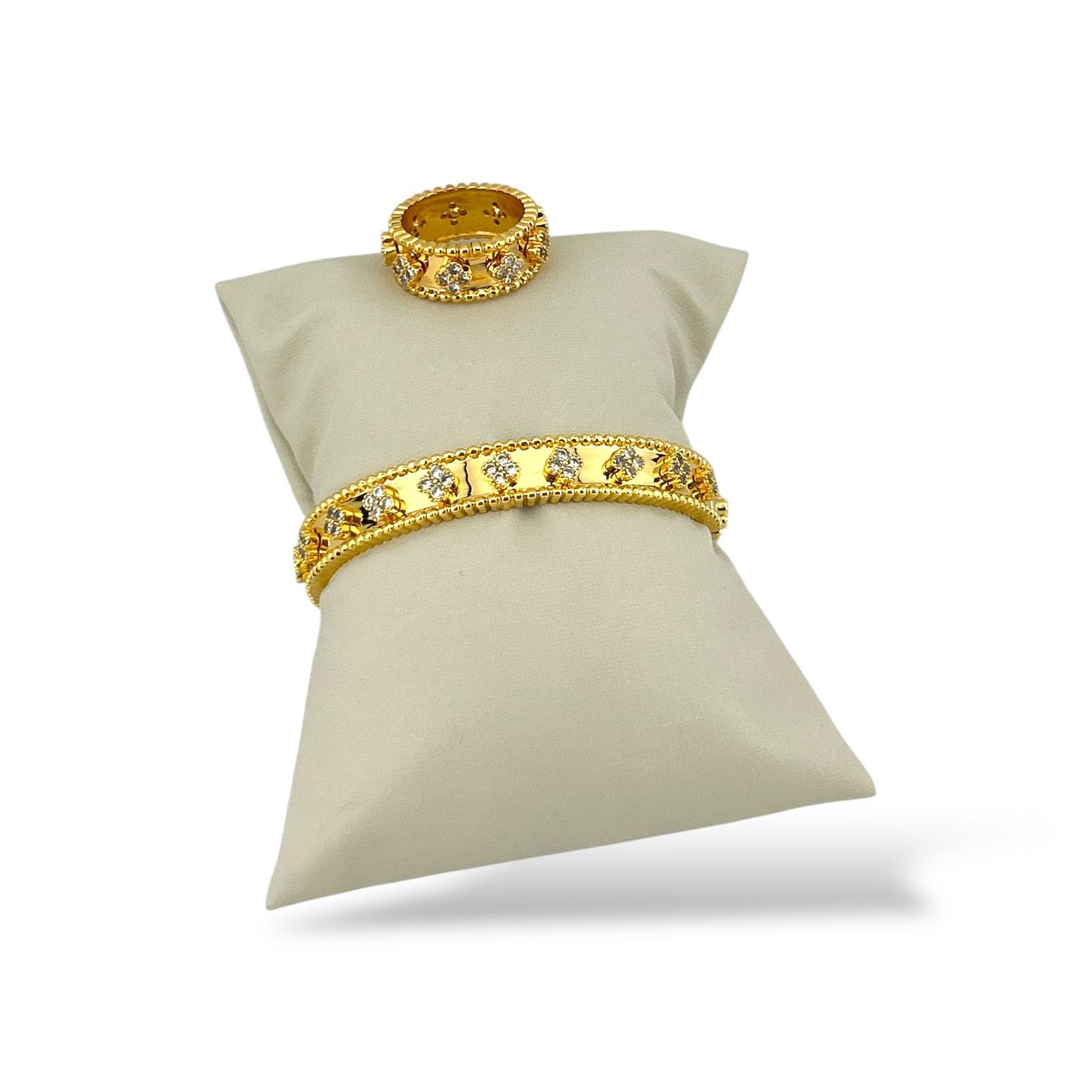 Gold Crystal Bracelet & Ring Set – Matching Luxury Jewelry Duo
