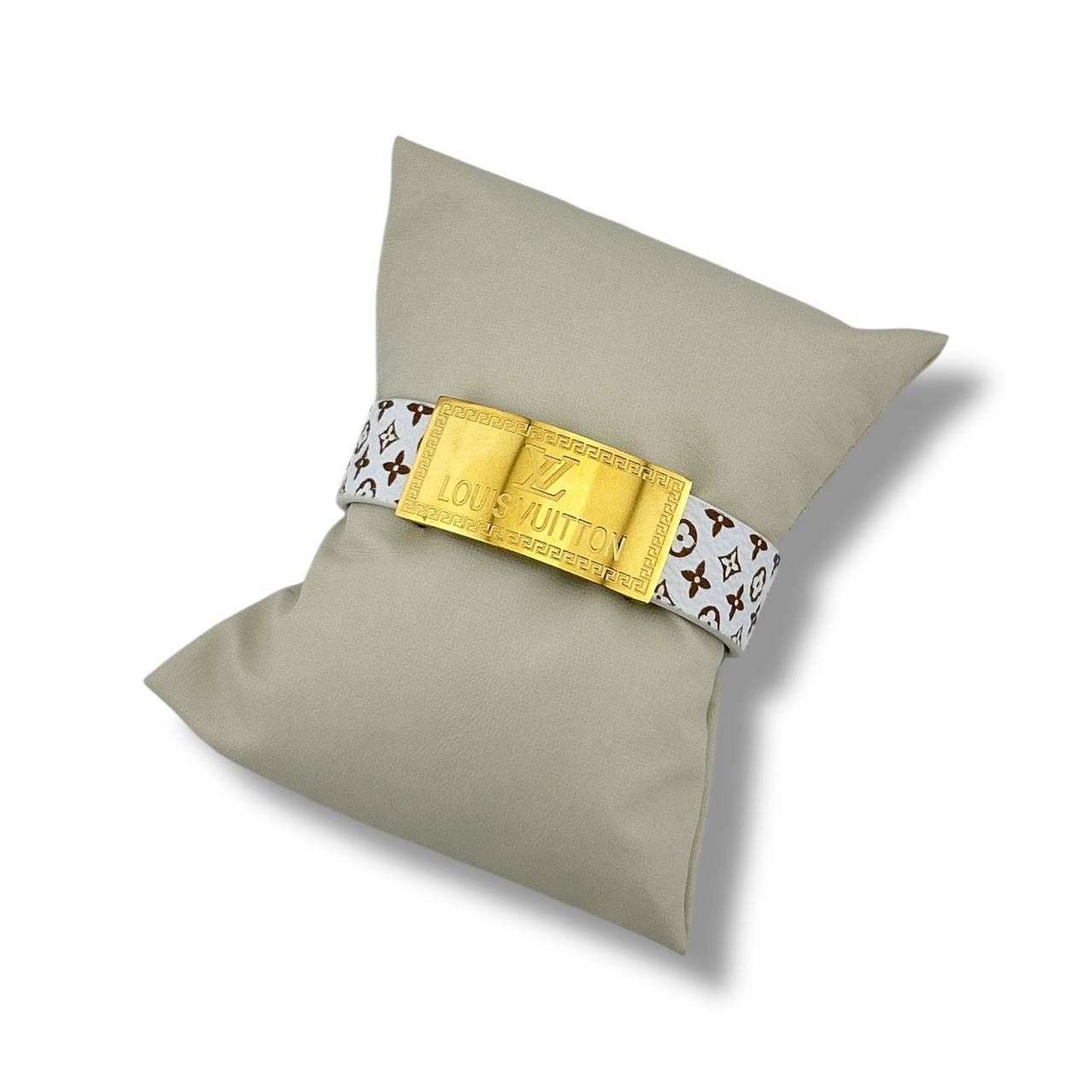 🖤 LV Monogram Leather Bracelet with Silver Plate | Unisex Fashion Accessory