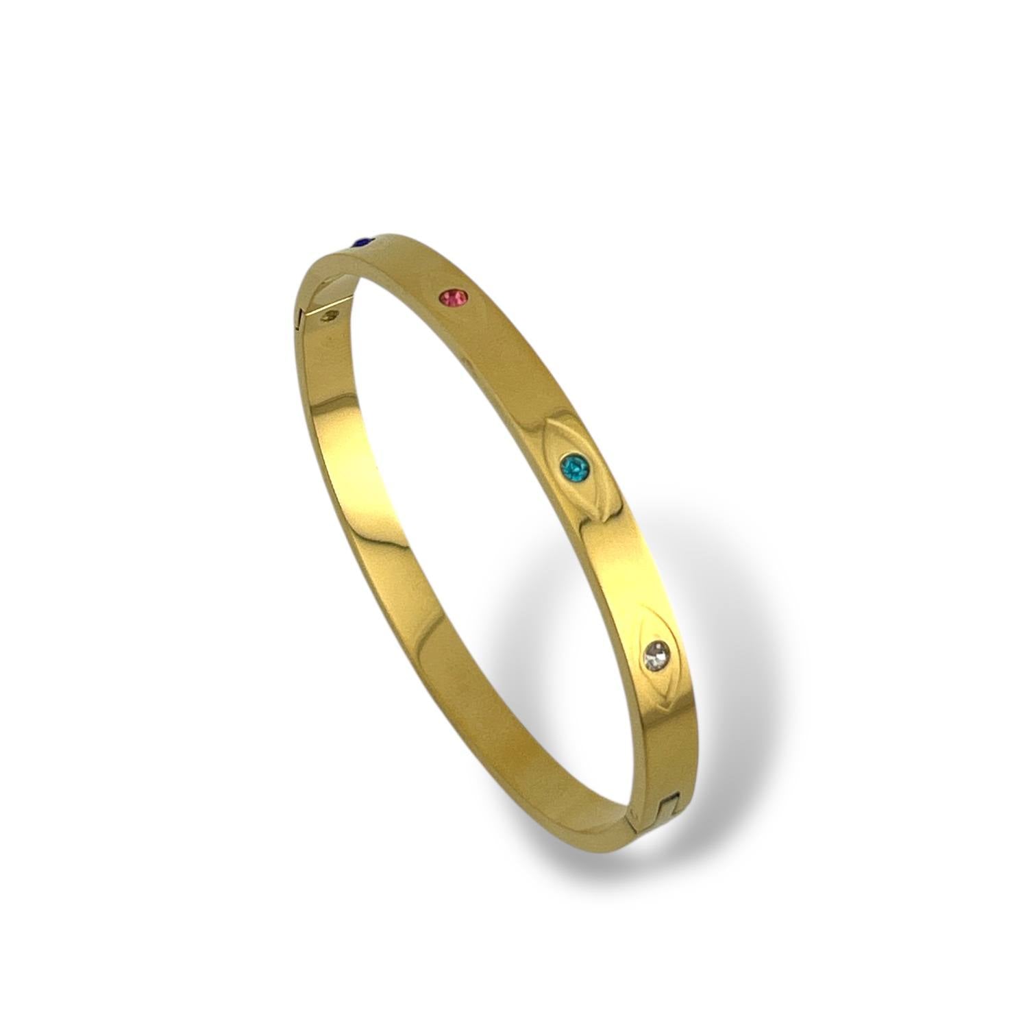 Rainbow Sparkle Gold Bangle