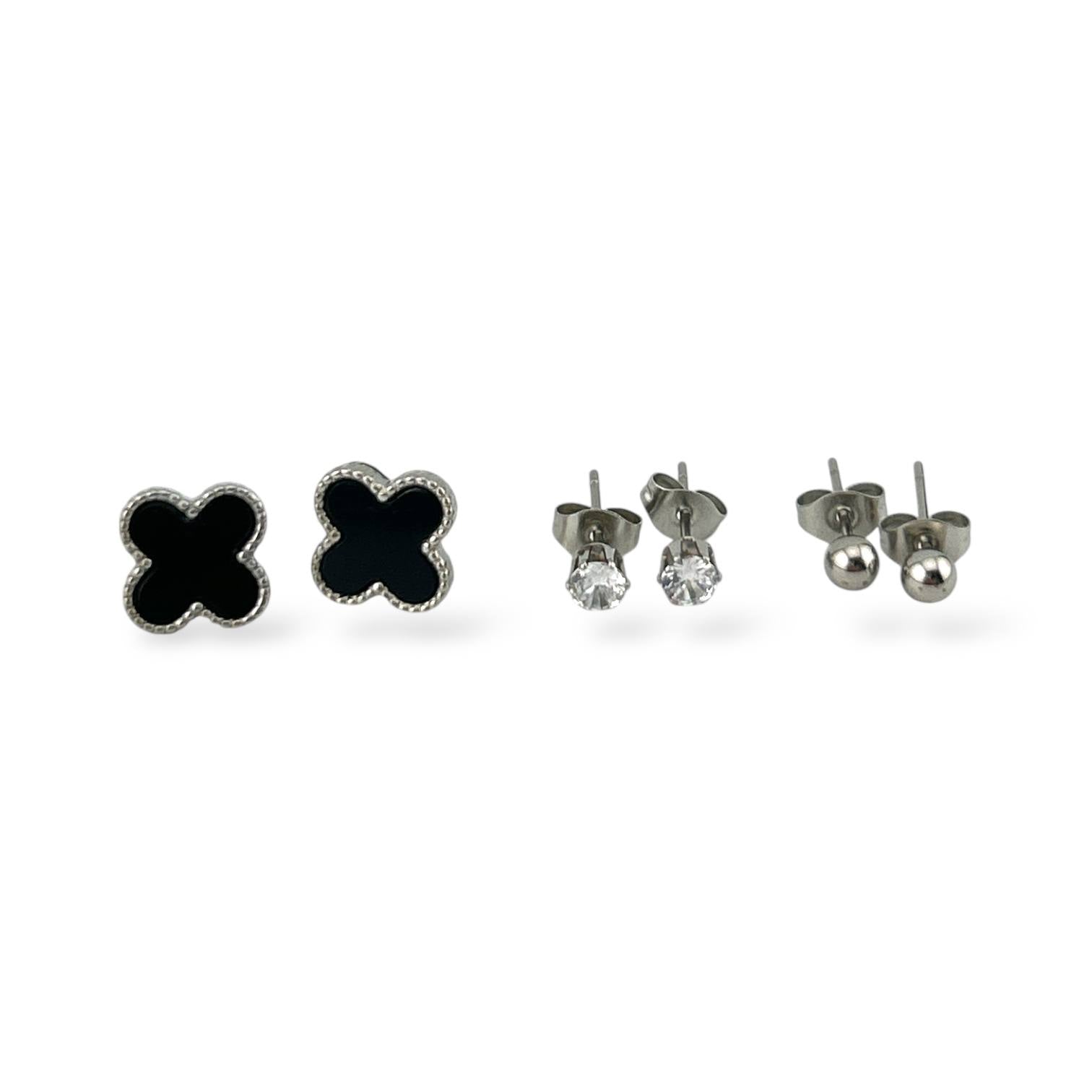✨ Silver Trio Stud Earrings Set