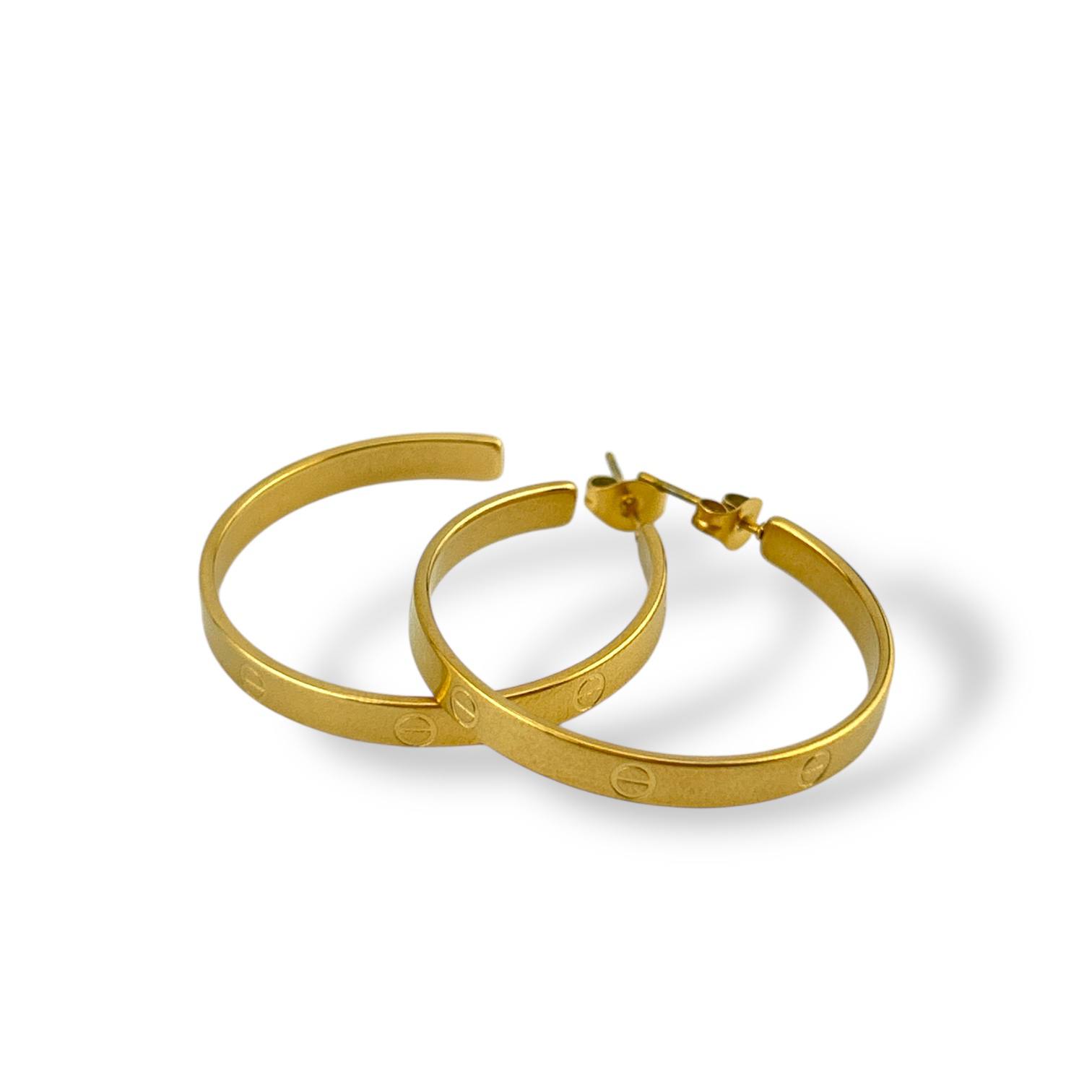 Golden cartier Love-Inspired Hoop Earrings