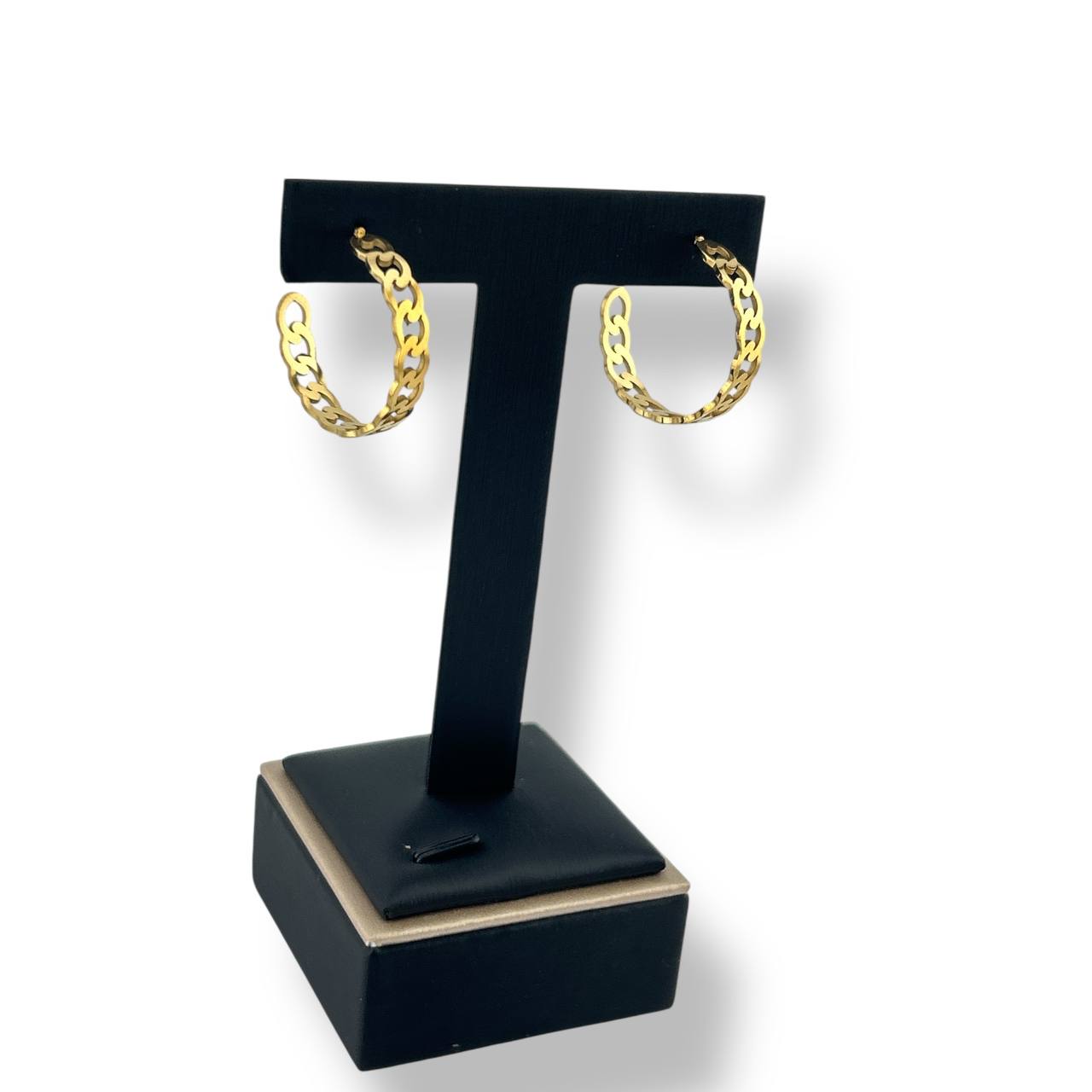 Golden Chain-Link Hoop Earrings