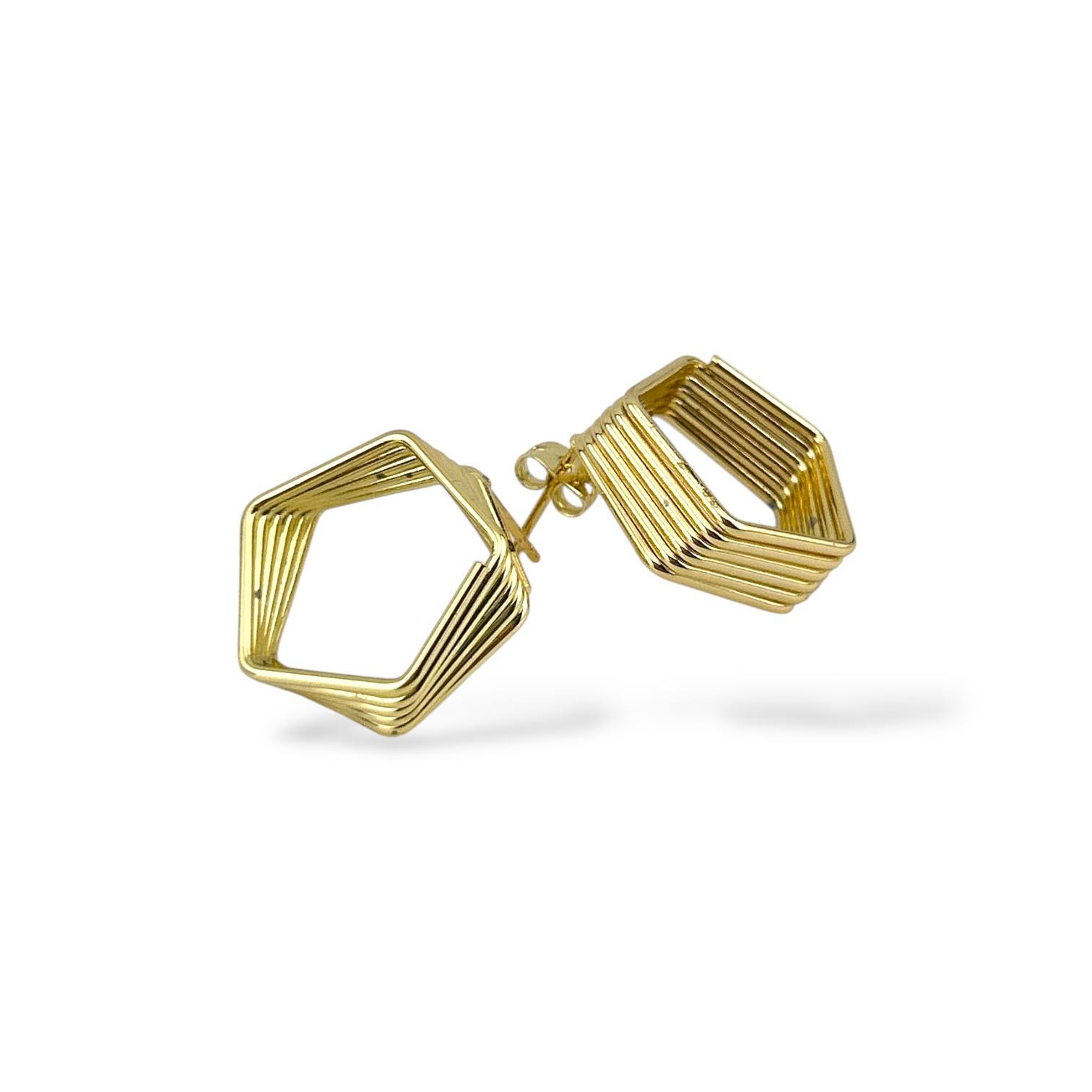Golden Hexa Layered Stud Earrings ✨🔶