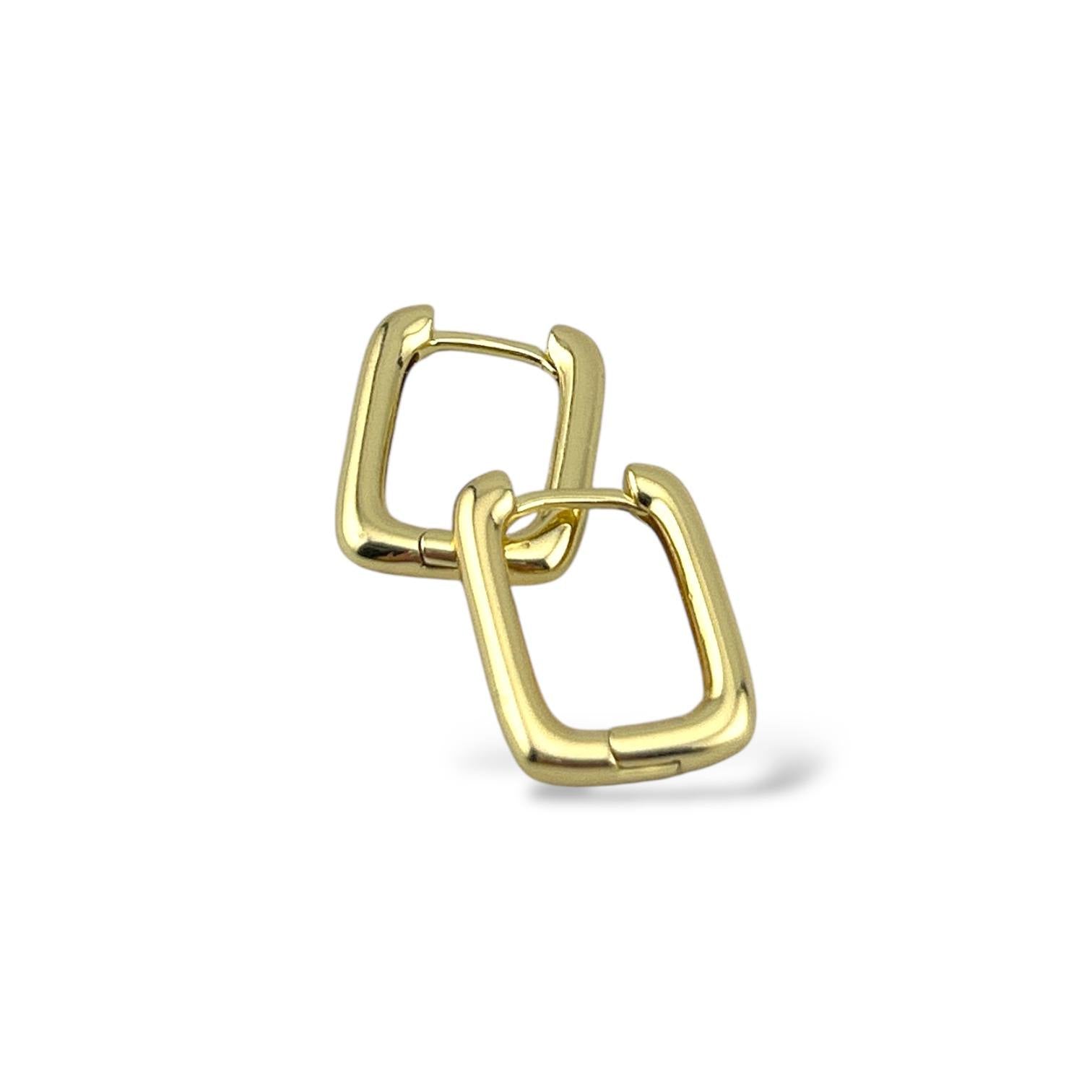 Geometric Rectangular Link Earrings – Gold Plated ✨
