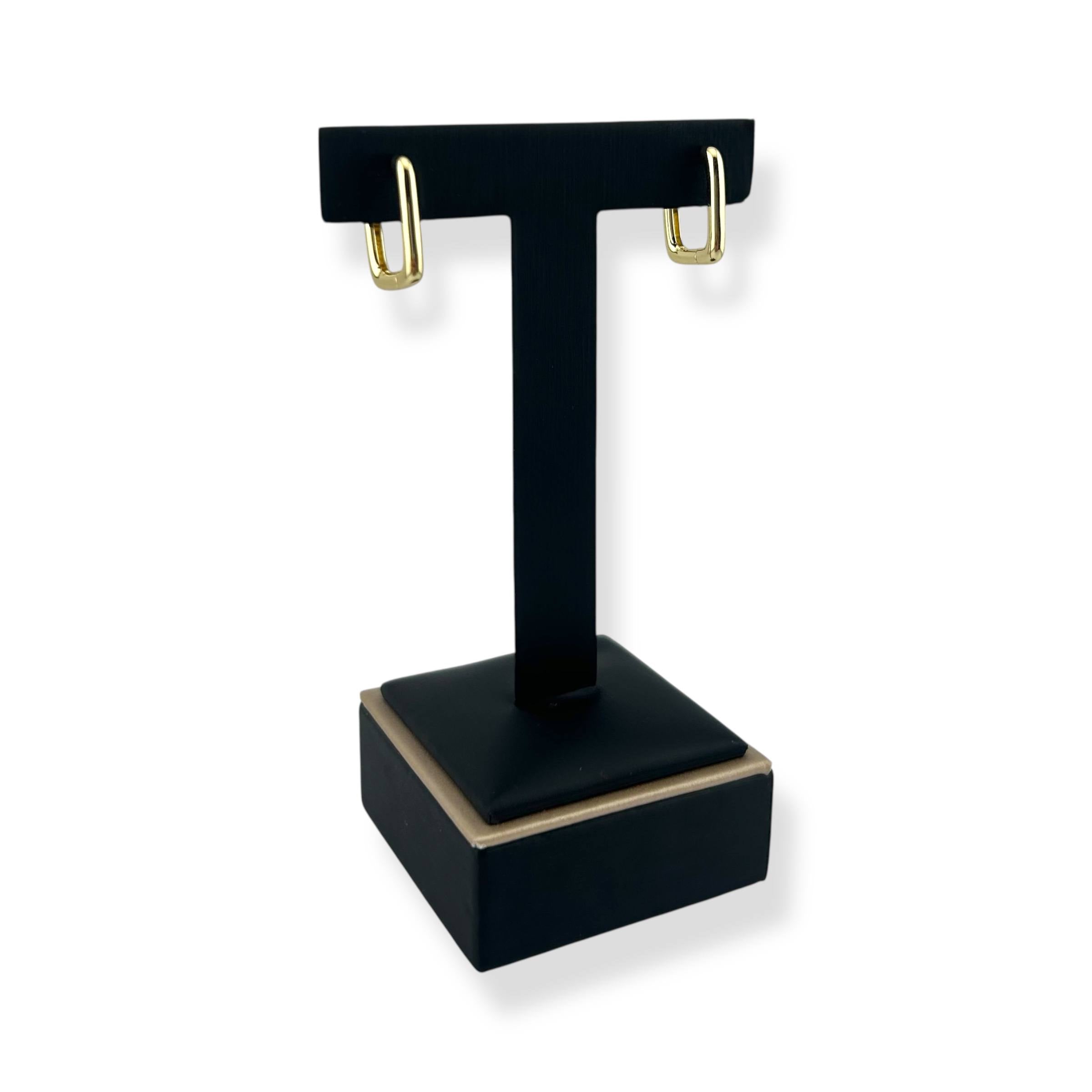 Geometric Rectangular Link Earrings – Gold Plated ✨